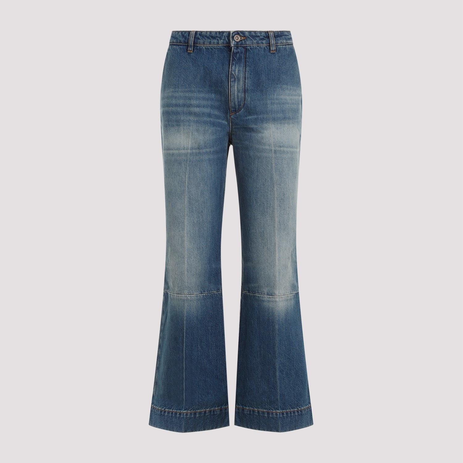 Shop Victoria Beckham Cropped Kick Jeans In Indigrey Wash