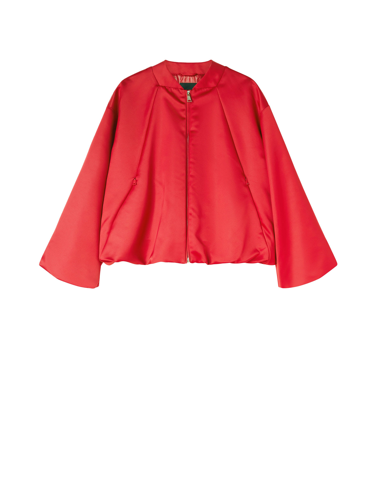 Shop Add Red Satin Jacket With Zip In Red Salsa