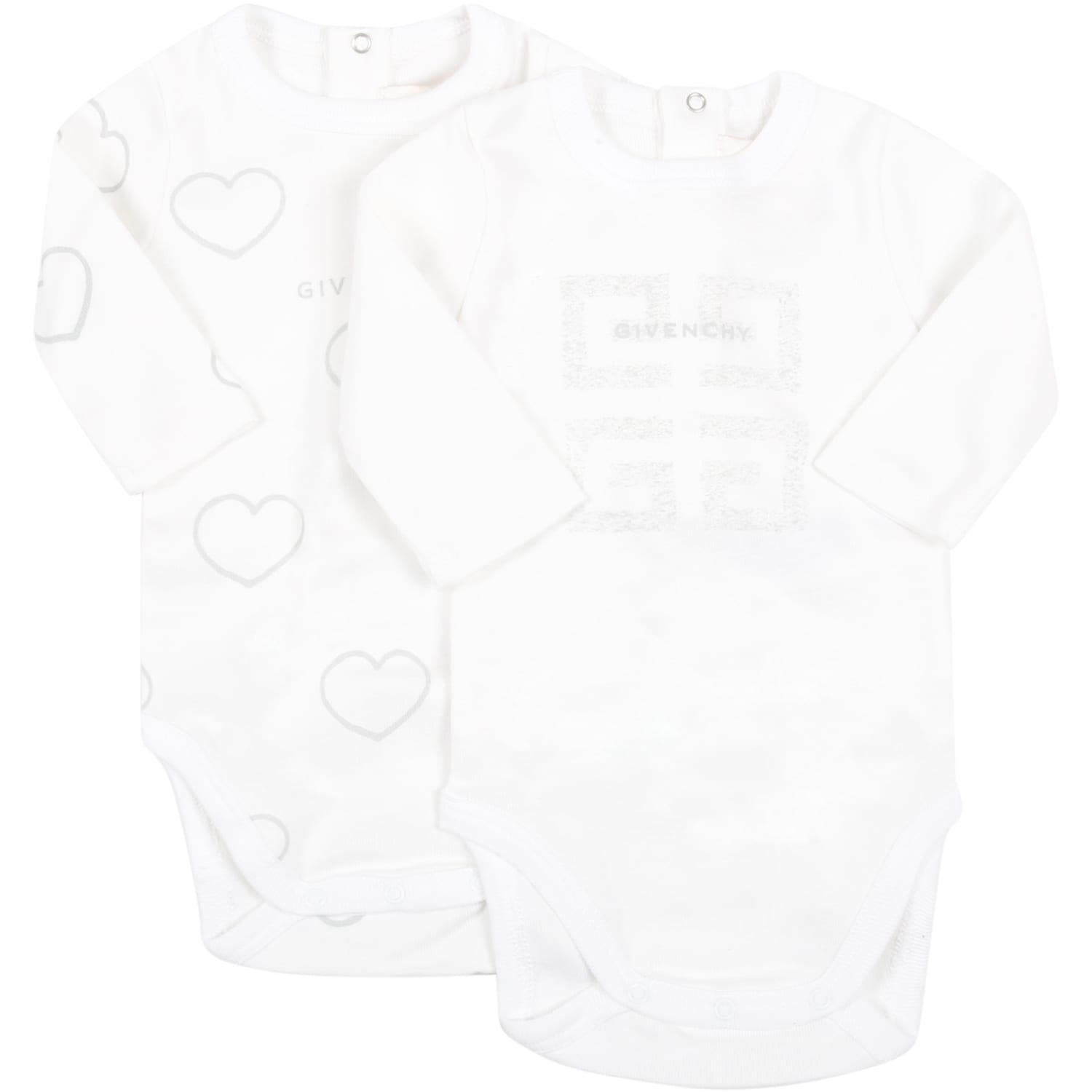 Givenchy White Set For Baby Kids With Hearts
