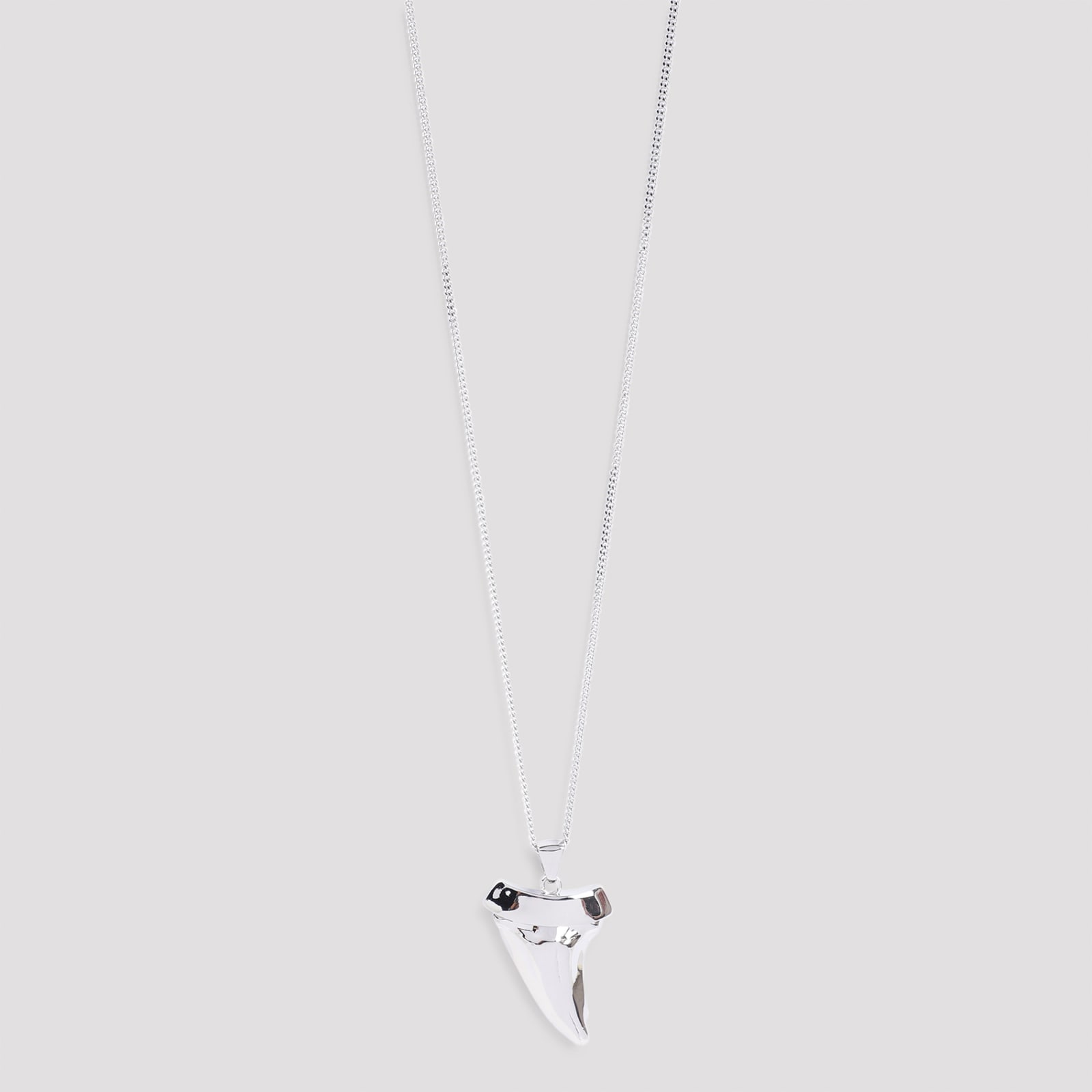 Shop Saint Laurent Shark Tooth Necklace In Palladium