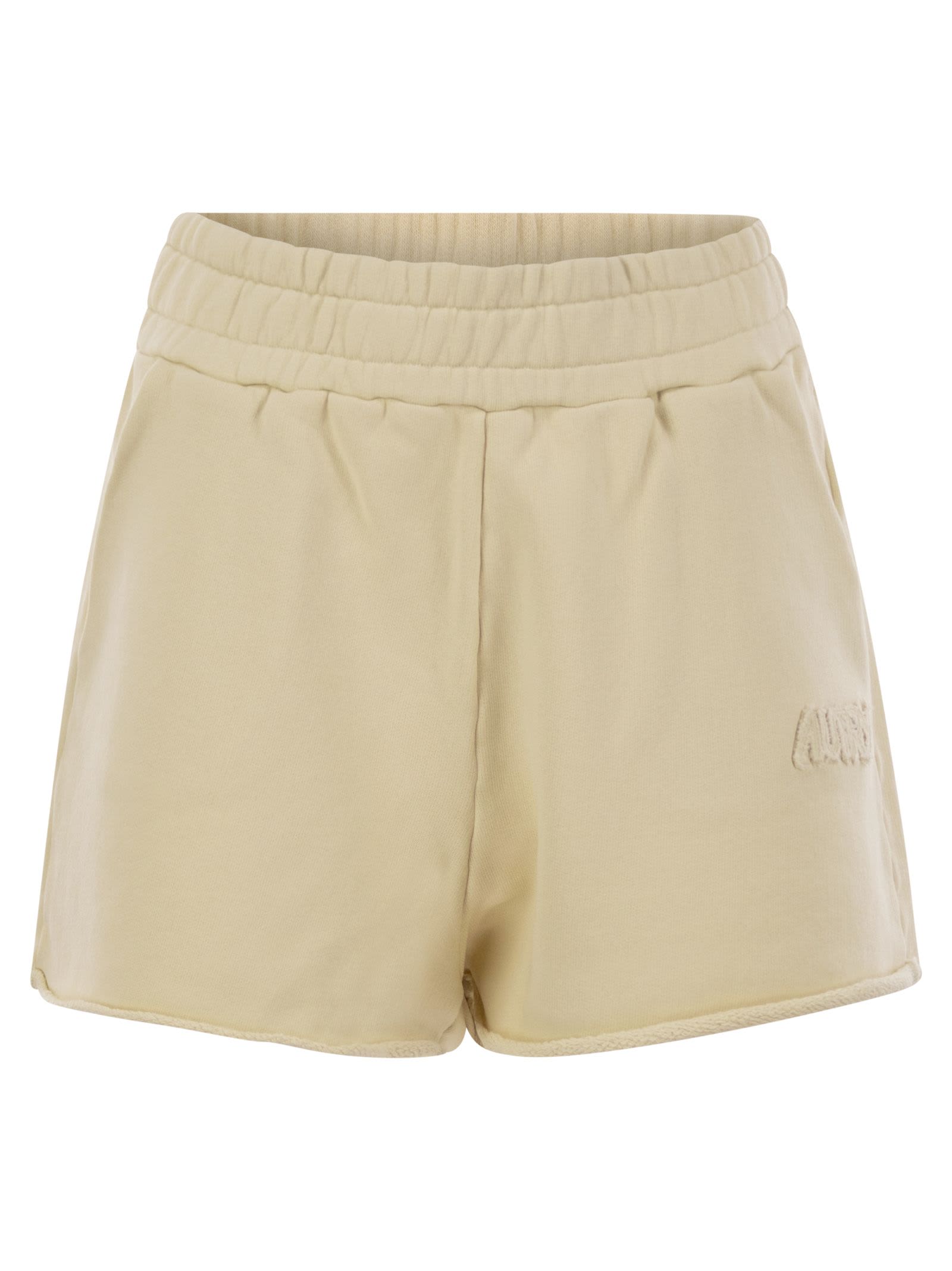 Autry Short Trousers In Compact Cotton Jersey In Neutral