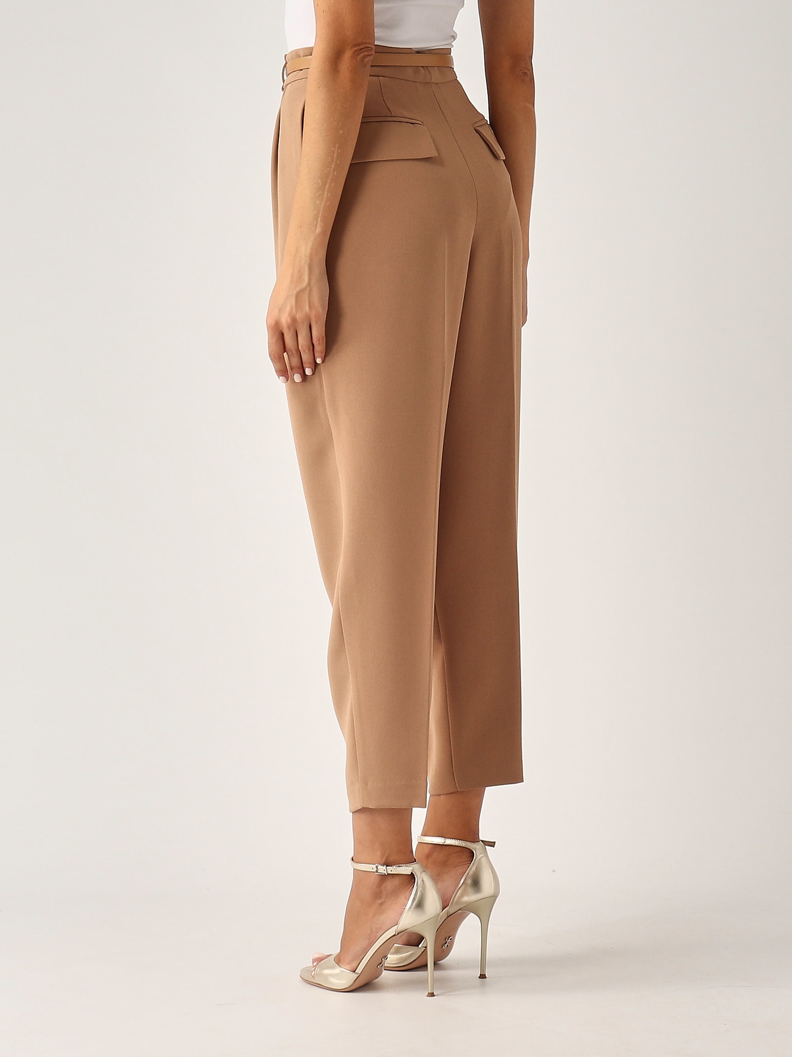 Shop Elisabetta Franchi Poliester Trousers In Cammello