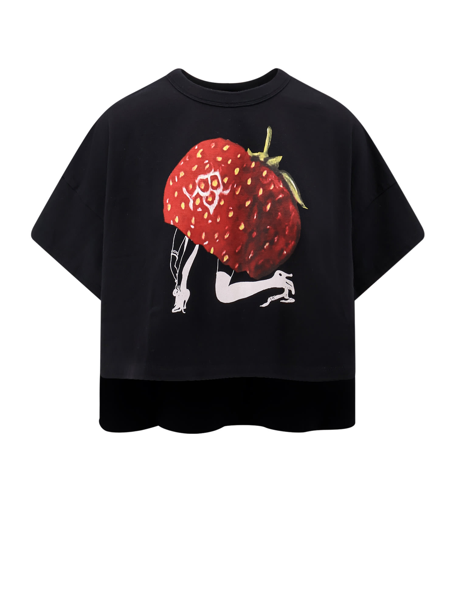 Undercover Graphic Print Asymmetrical Cotton T-shirt In Multi