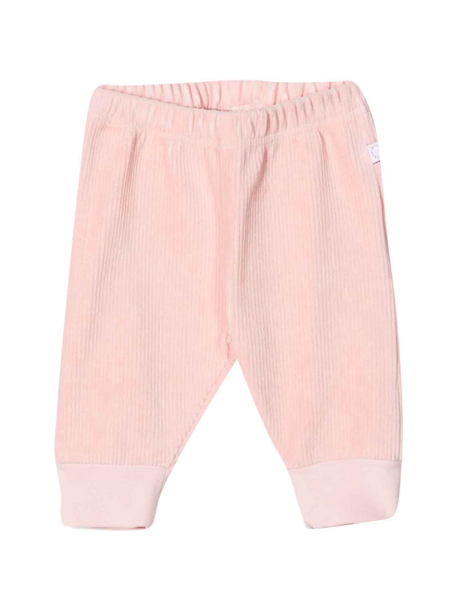 Stella McCartney Kids Pink Trousers With Lateral Pockets And Ribbed Cuffs
