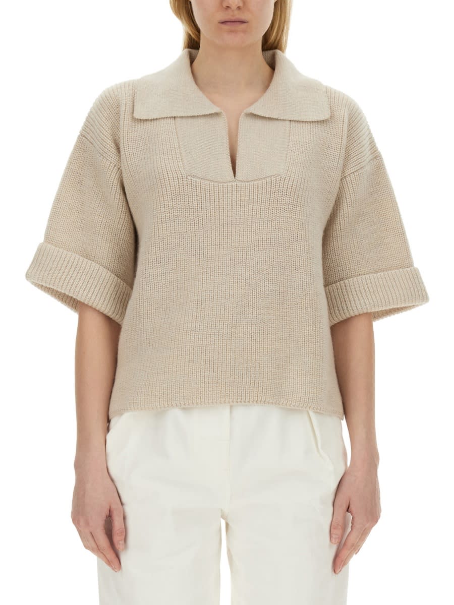 Shop Margaret Howell Knitted T-shirt In Beige