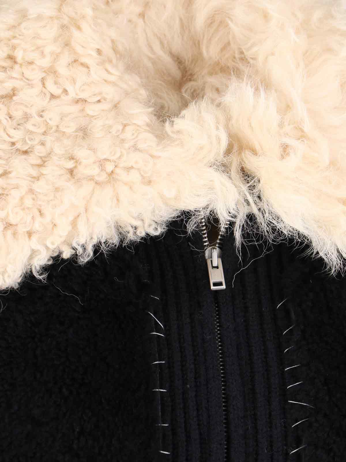 Marni Knitted Jacket With Faux Fur Collar In Black