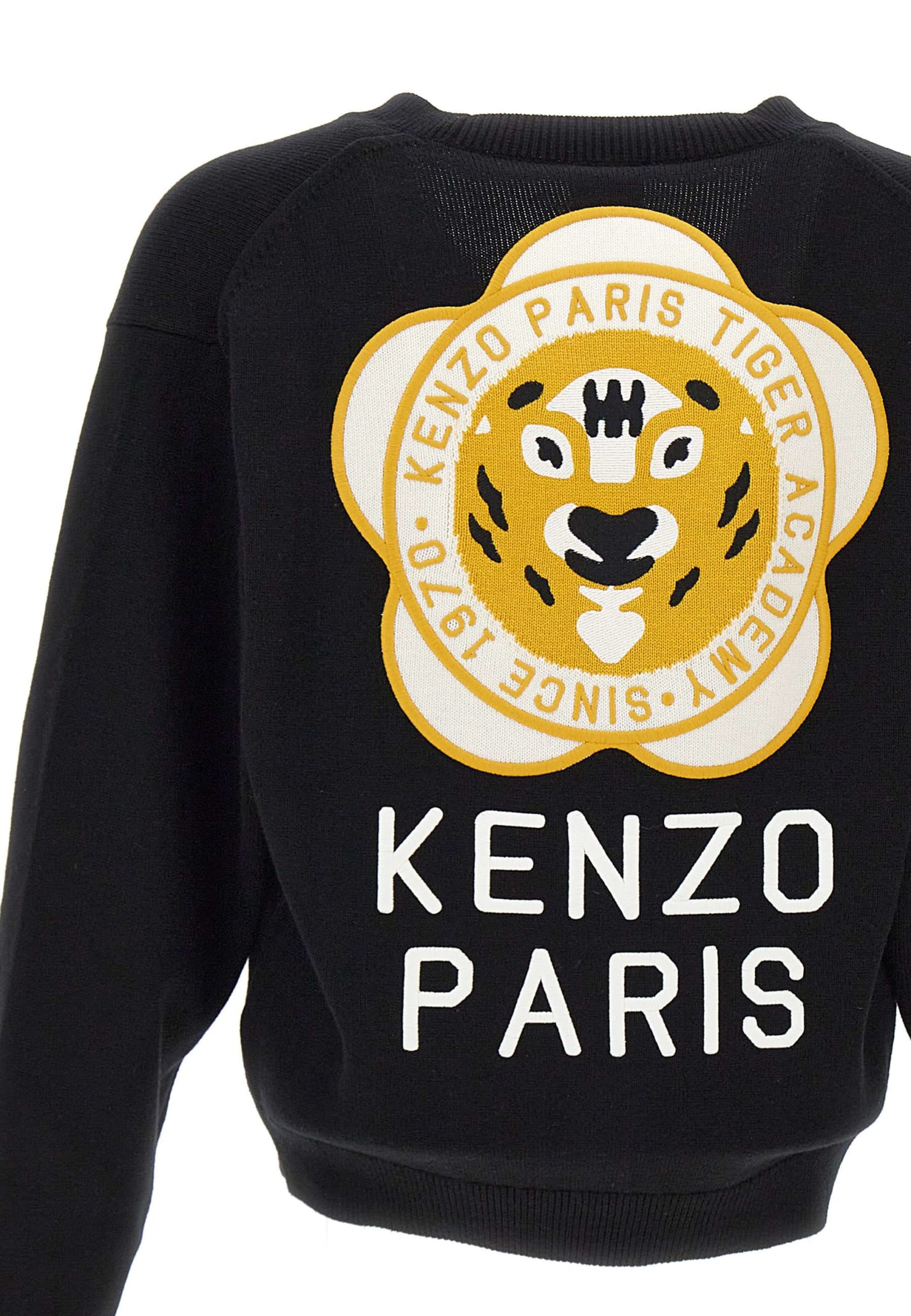 Shop Kenzo Tiger Academy Wool And Cotton Cardigan In Black