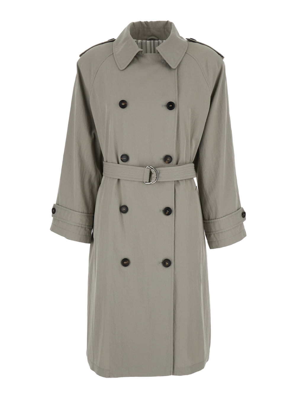 Grey Trench Coat In Fabric Woman