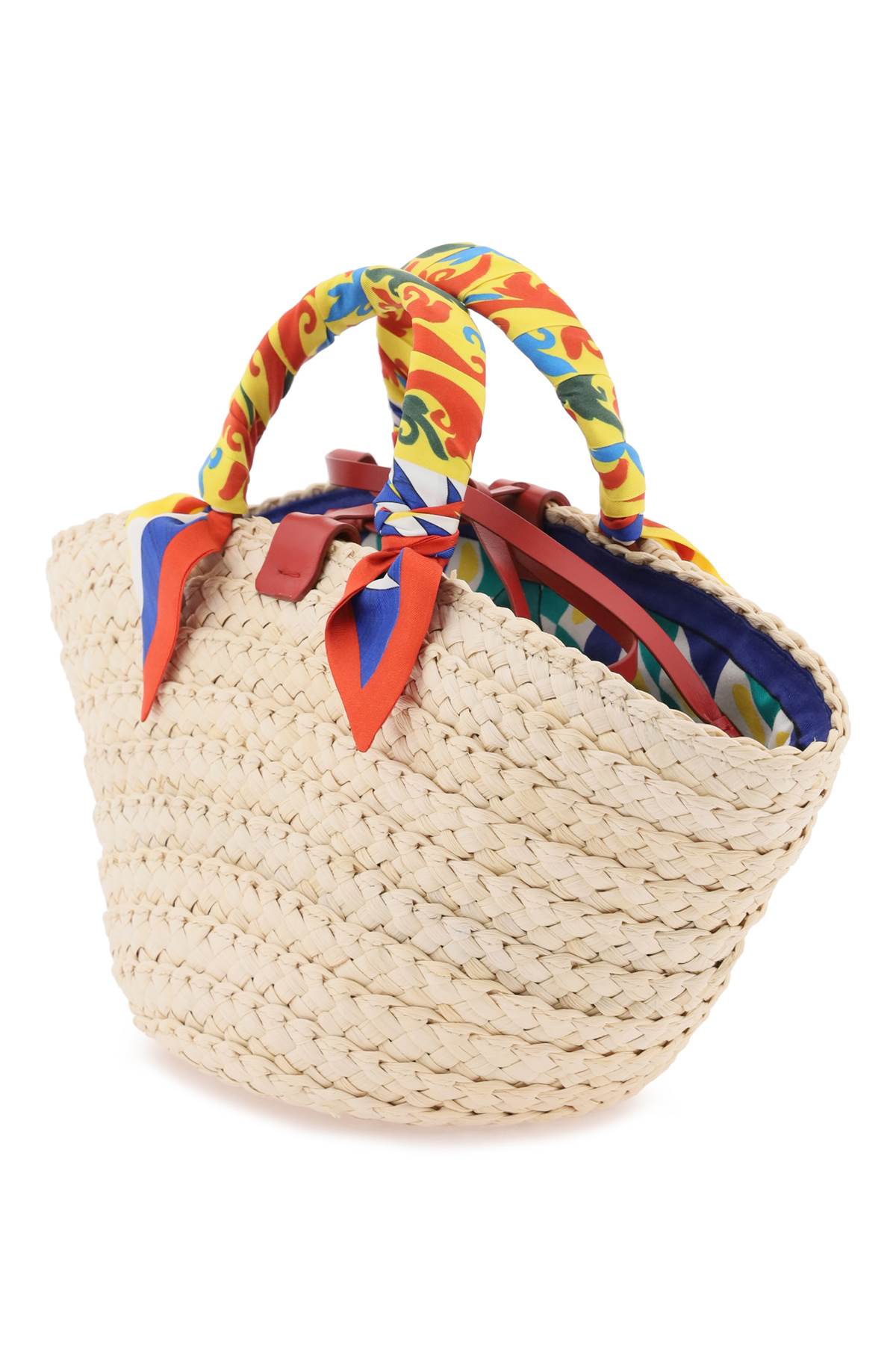 Dolce & Gabbana Kendra Small Carretto Straw Basket Bag In Carretto