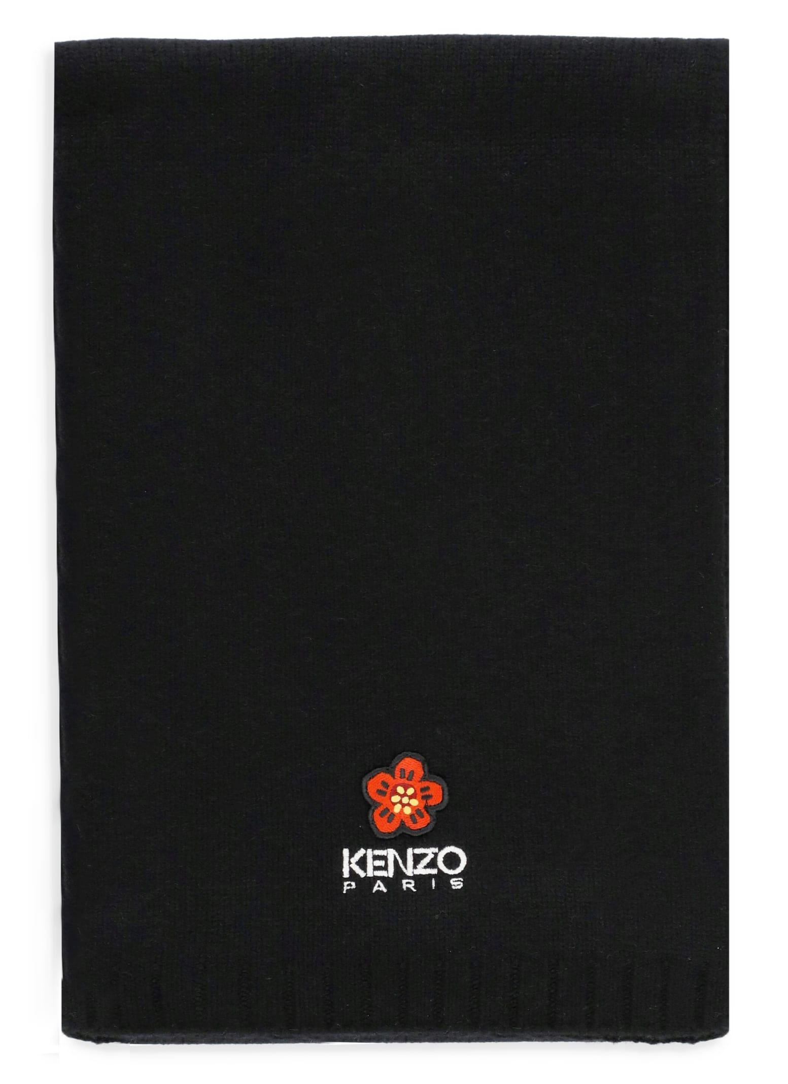 Shop Kenzo Boke Flower Wool Scarf In Black