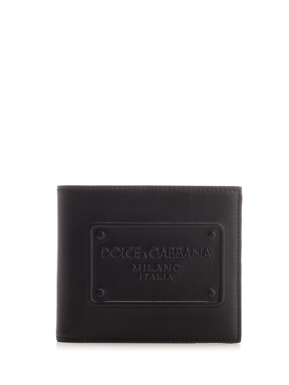 Dolce & Gabbana Bi-fold Wallet With Embossed Logo In Nero