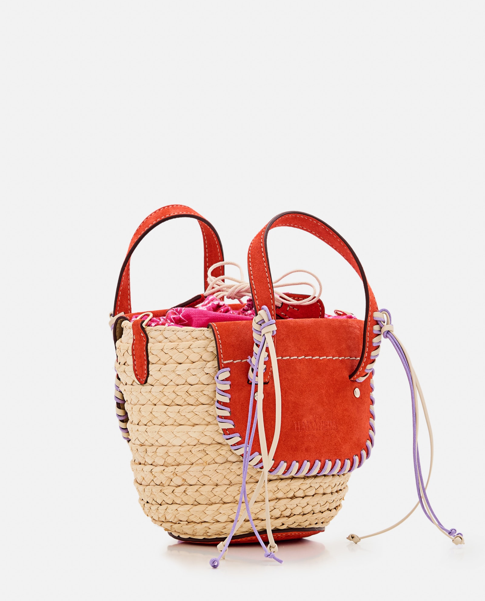 Shop Cuba Lab Habanera Bandana Straw And Suede Handbag In Red