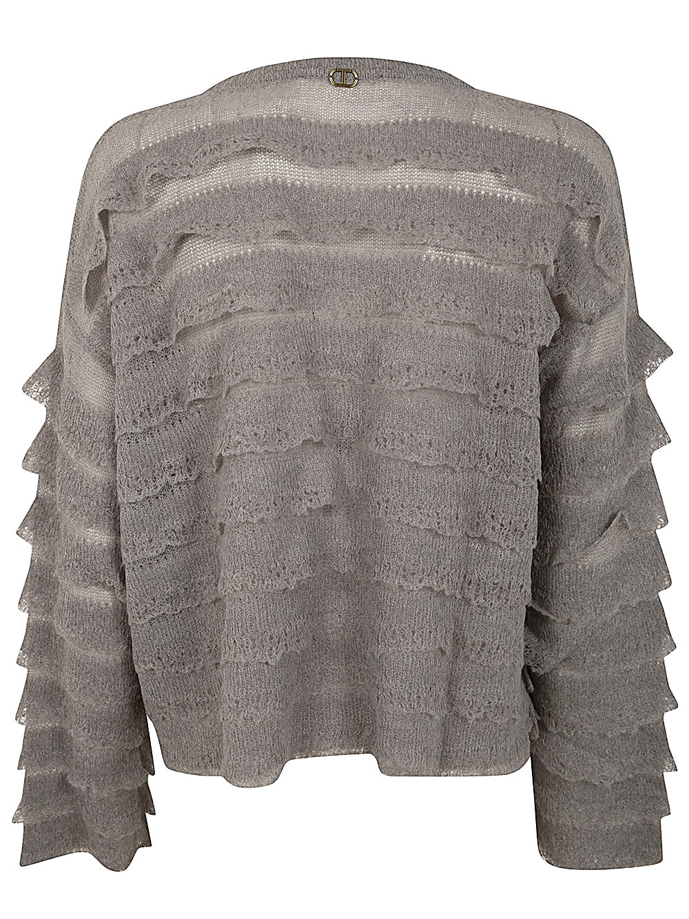 Shop Twinset Round Neck Sweater In Warm Melange Gray