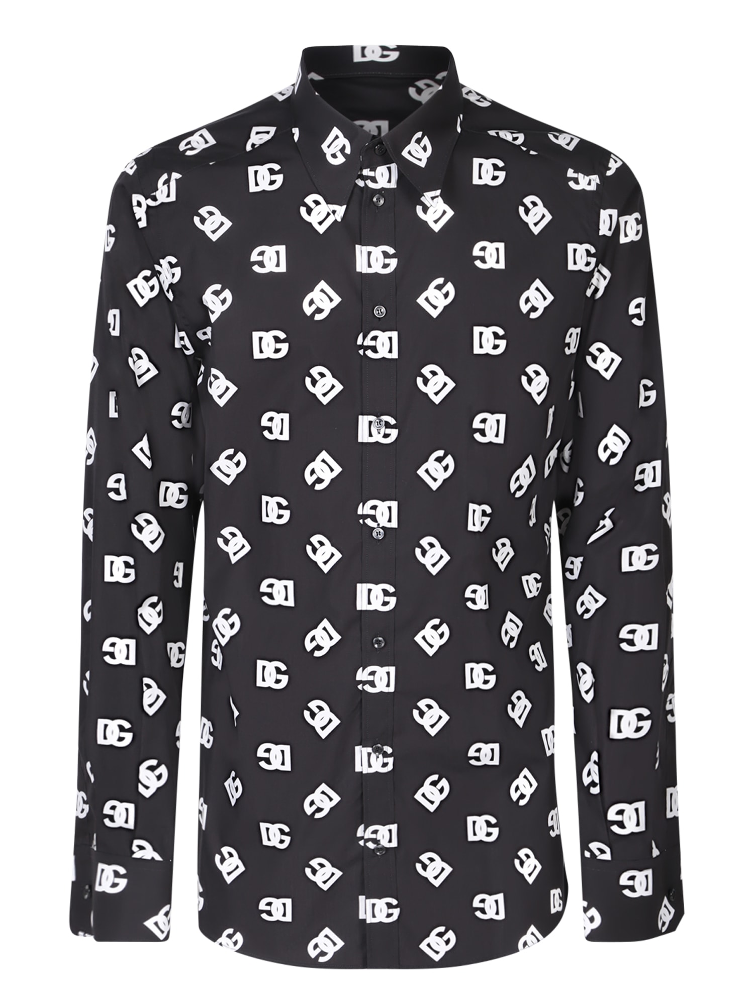 Shop Dolce & Gabbana All-over Logo Black Shirt