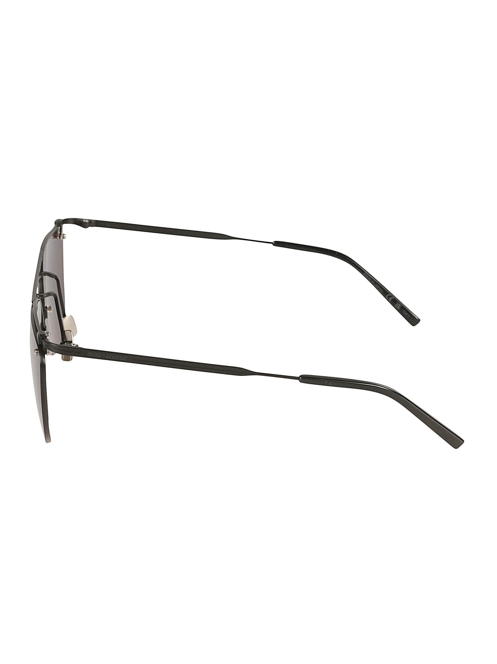 Shop Saint Laurent Straight Top Bar Oval Lens Sunglasses In Black