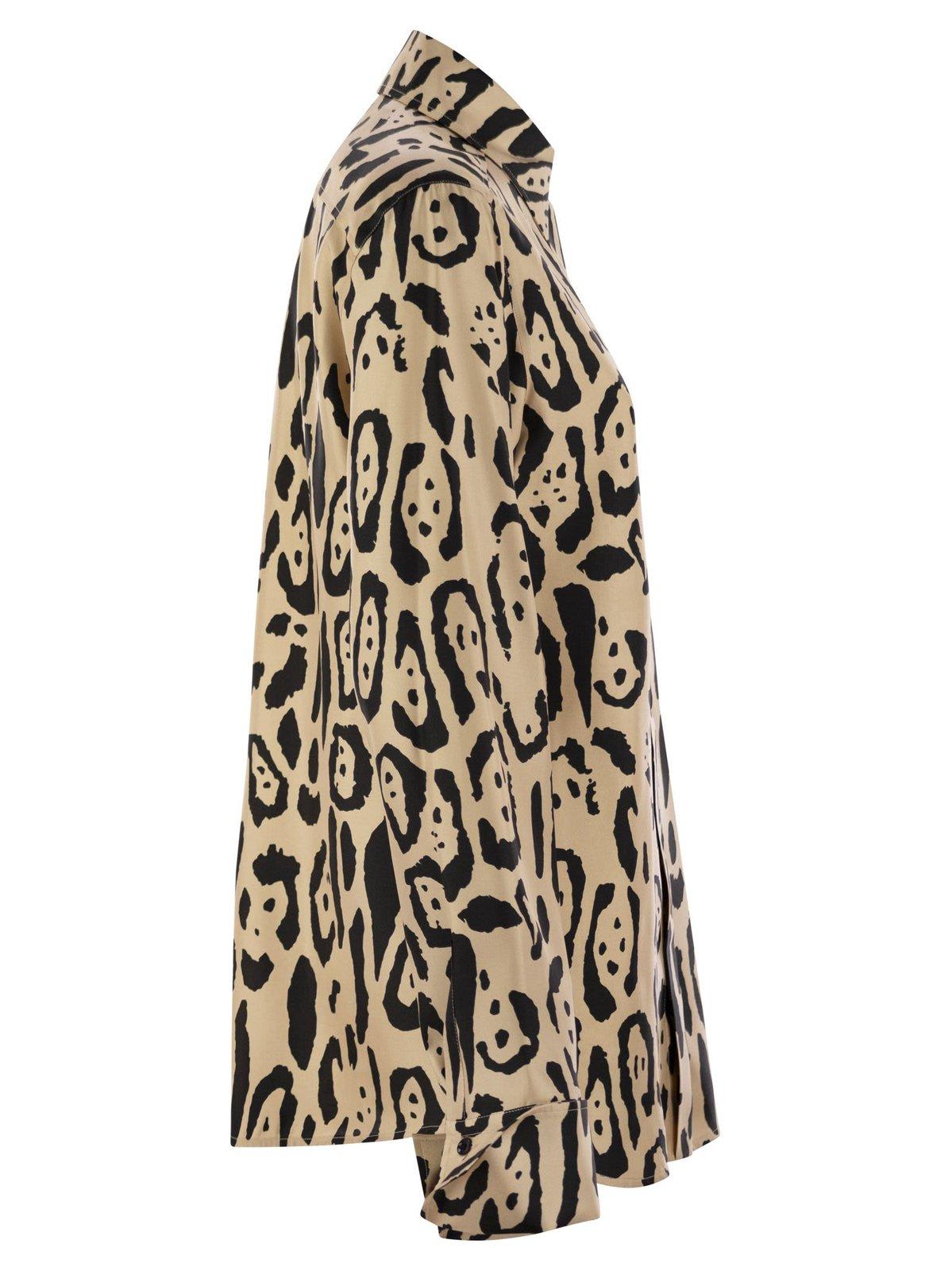 Sportmax Armony Animal Patterned Long-sleeved Shirt In Animalier
