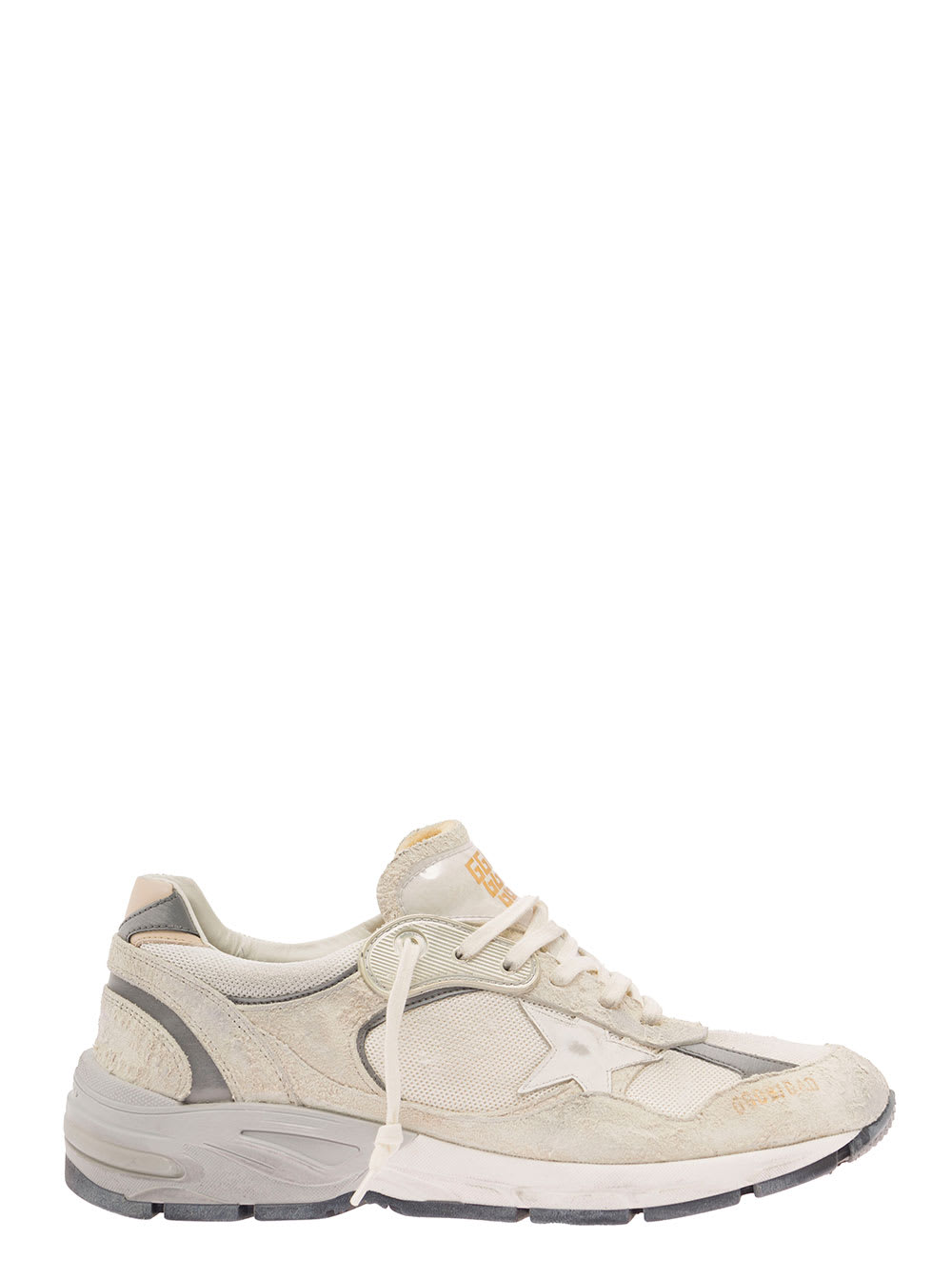 Golden Goose White Low-top Sneakers With Suede Inserts And Side Star In Leather Man