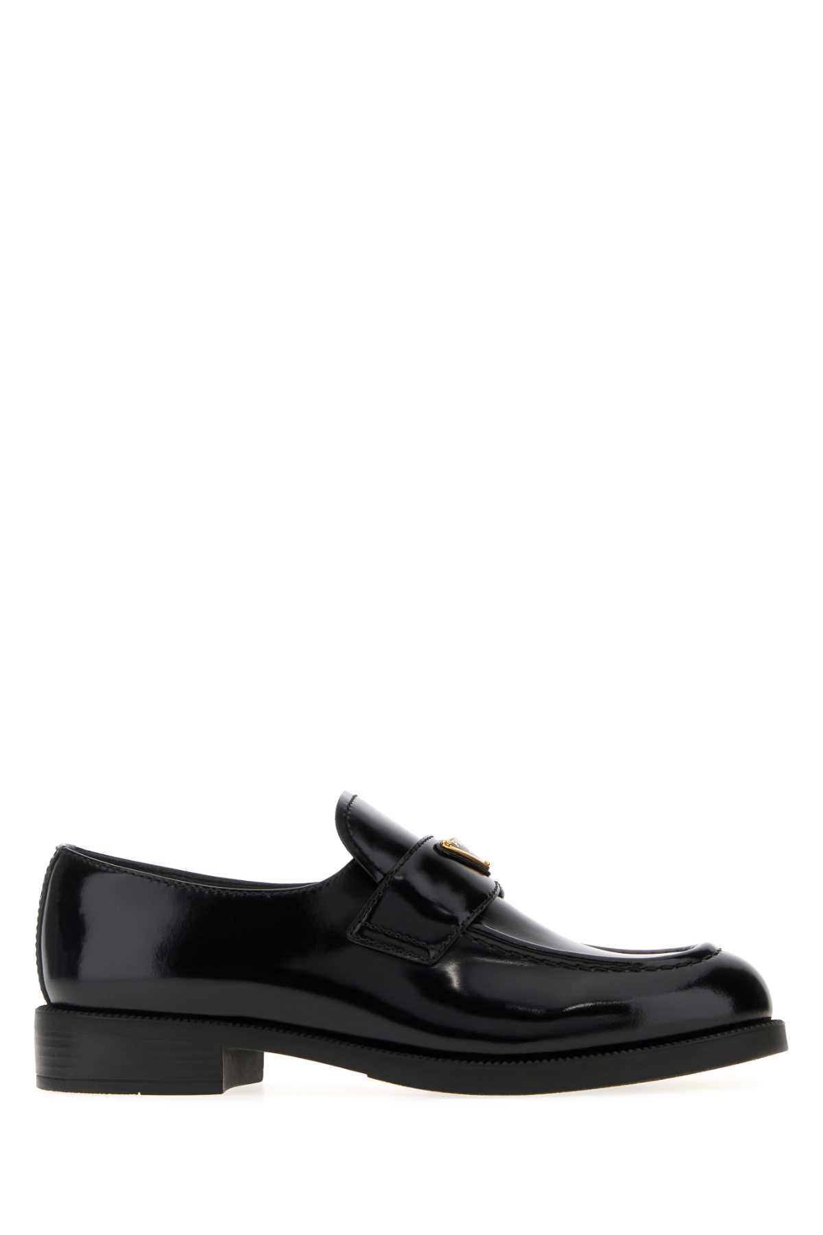 Prada Brand-plaque Patent Leather Loafers In Black