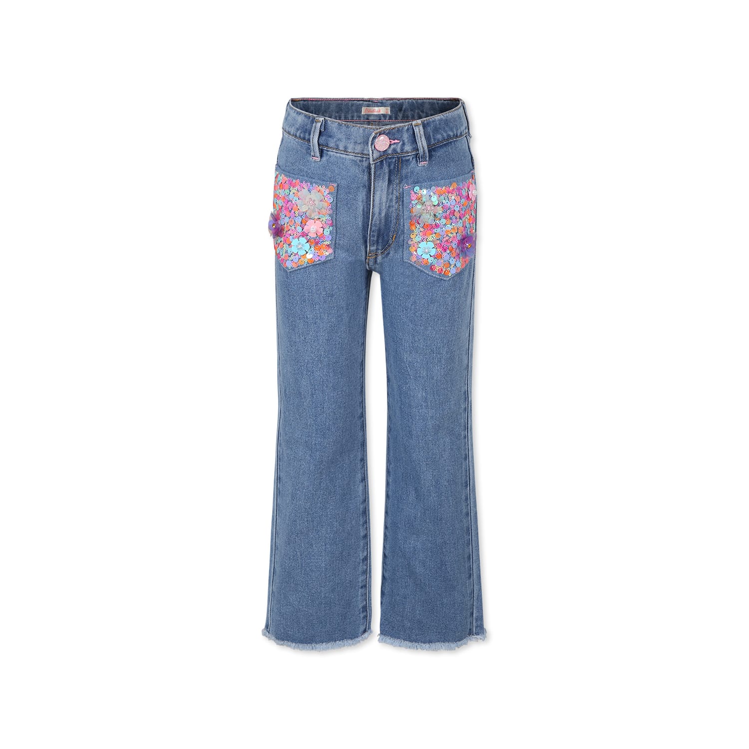 Billieblush Sequin-trimmed Jeans In Denim