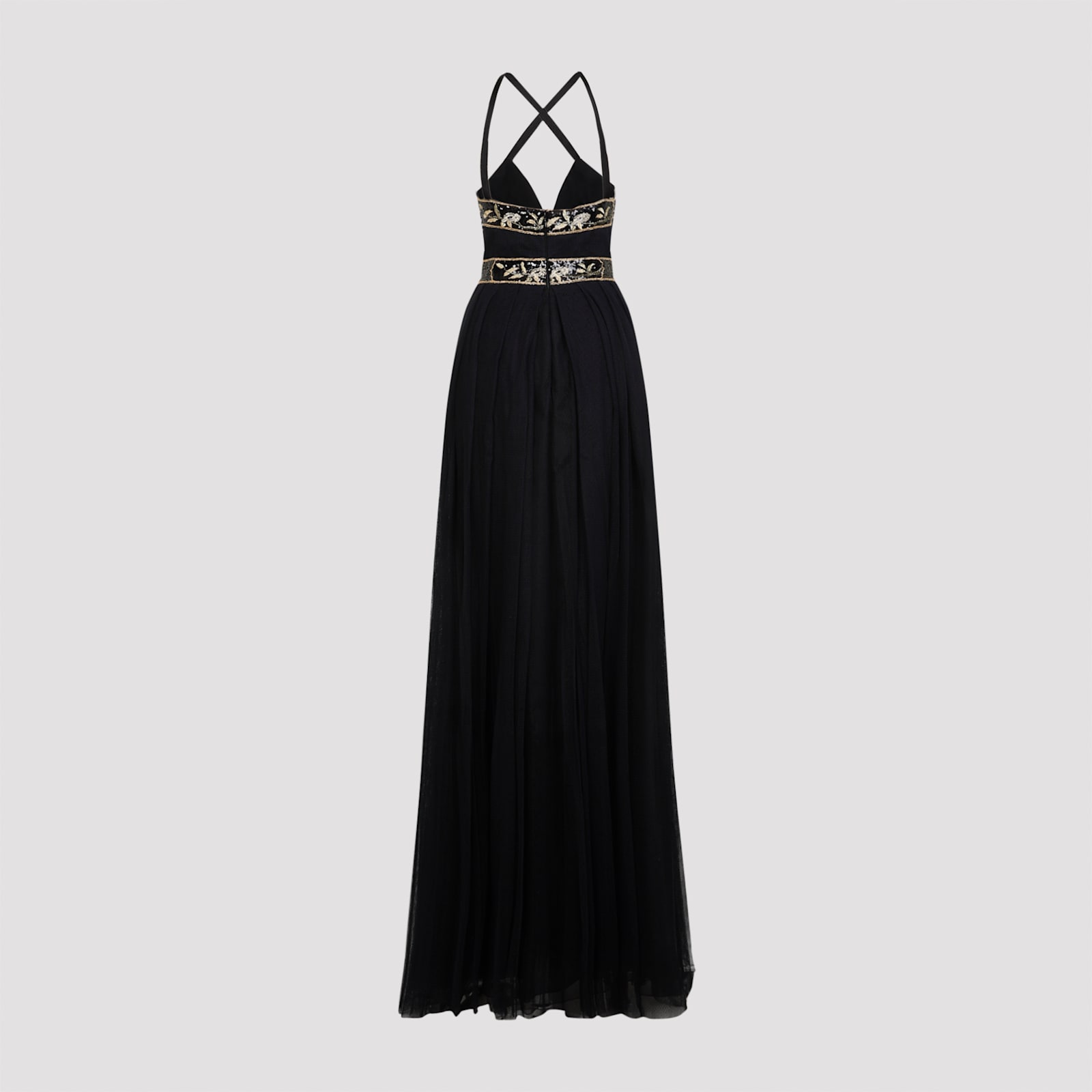 Shop Giambattista Valli Silk Long Dress In Black