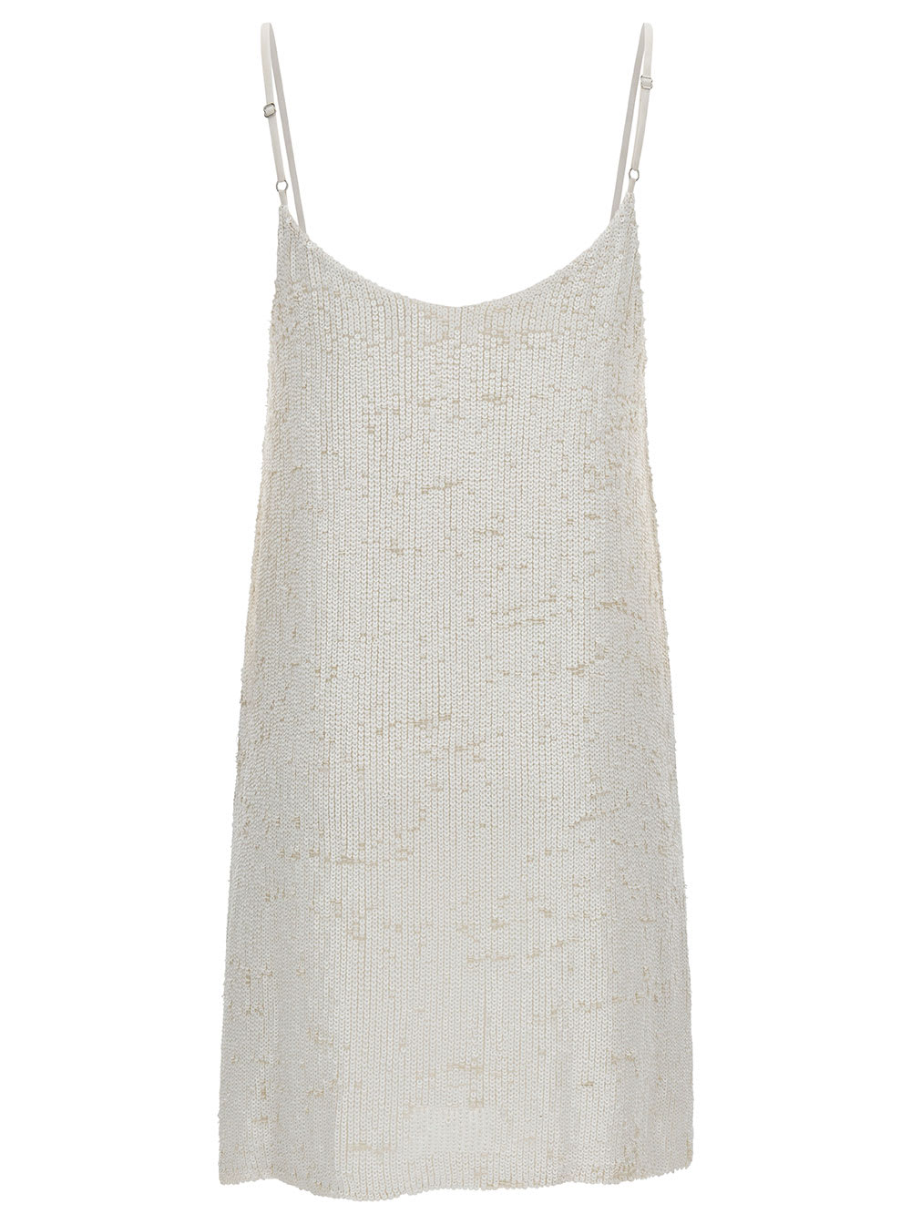 P.a.r.o.s.h Mini White Dress With All-over Paillettes In Viscose Woman In White