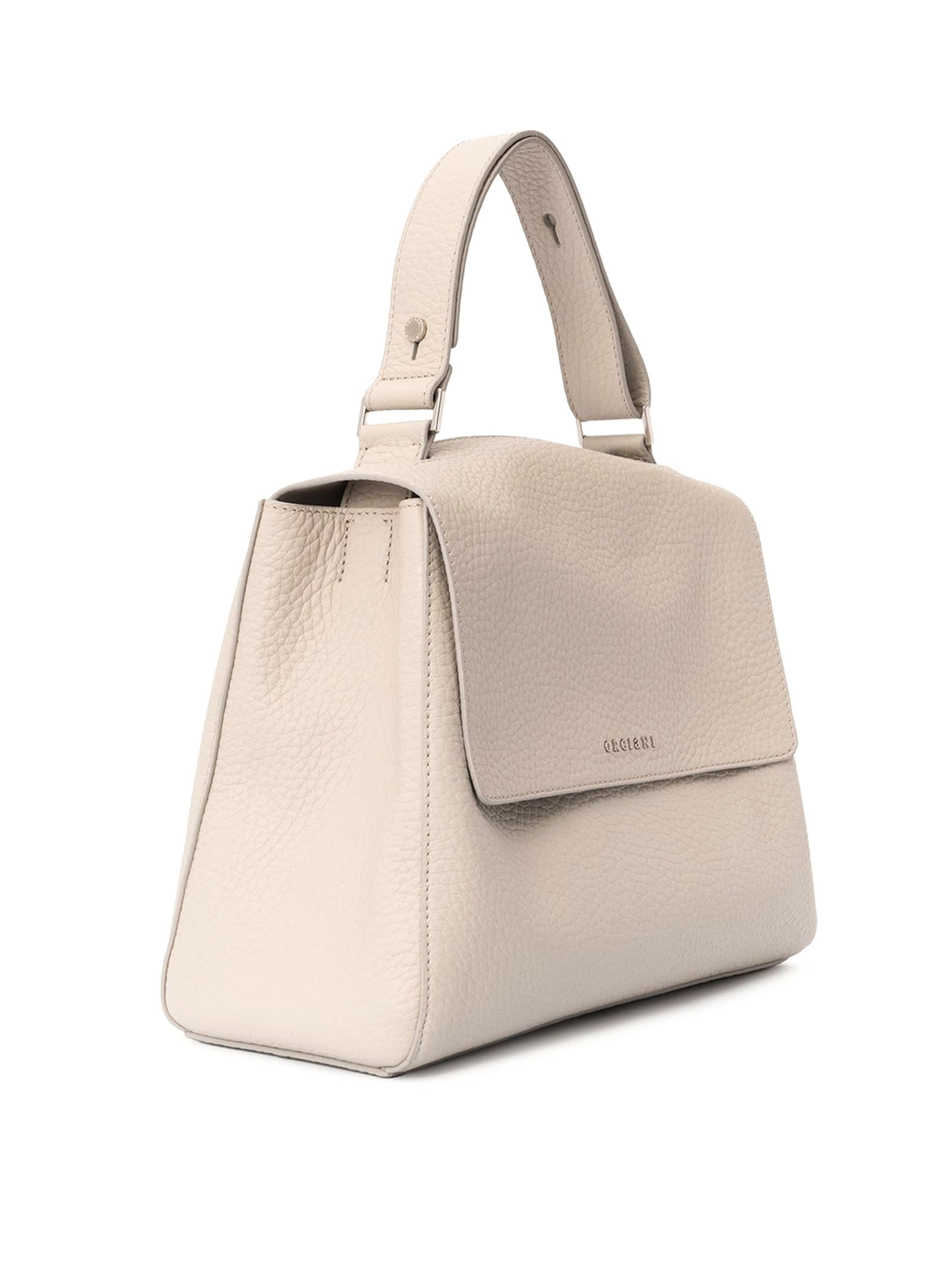 Shop Orciani Sveva Soft Medium Leather Shoulder Bag In Beige