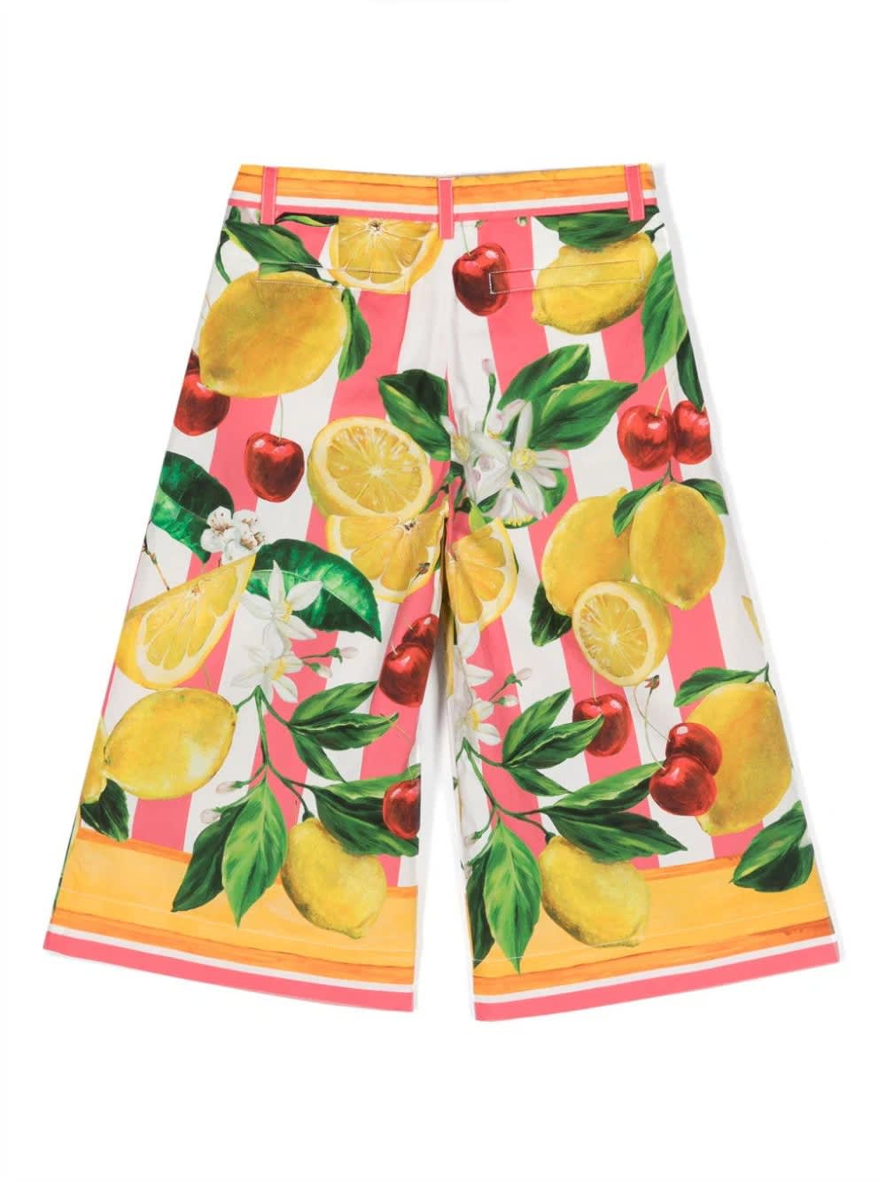 Shop Dolce & Gabbana Poplin Trousers With Lemon And Cherry Print In Multicolour