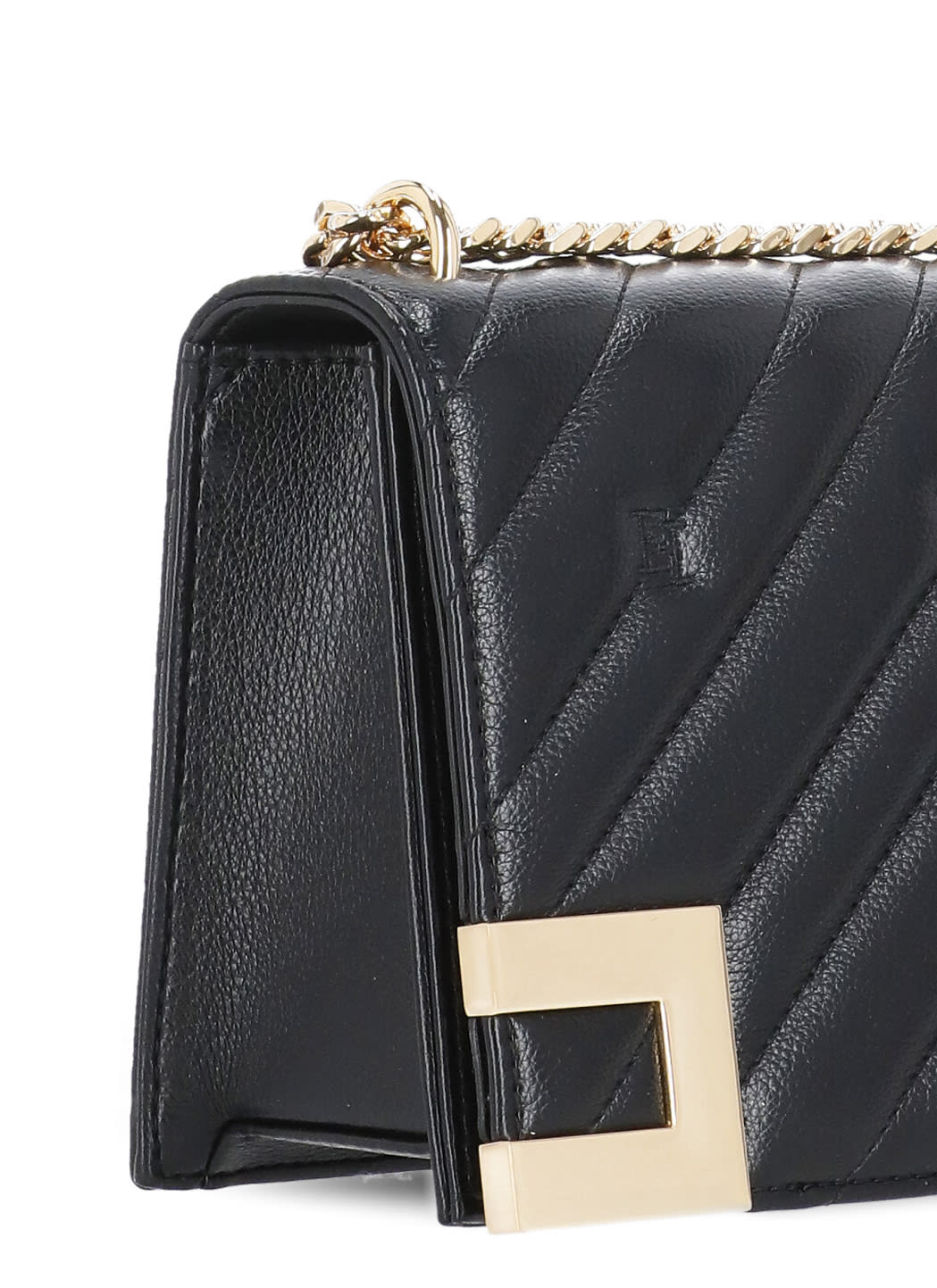 Shop Elisabetta Franchi Matelasse Bag With Logo In Black