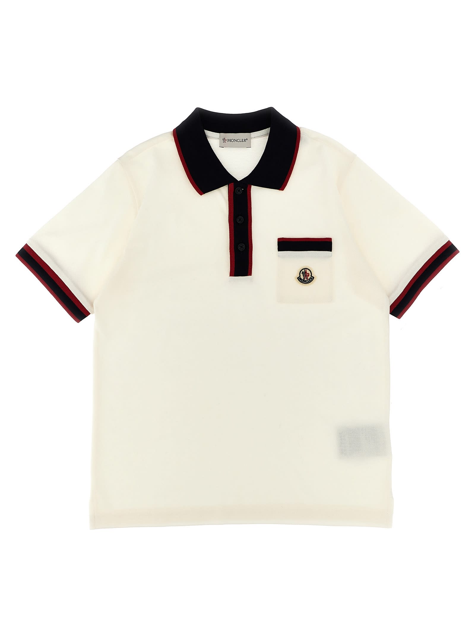 Moncler Kids' Logo Patch Polo Shirt In White