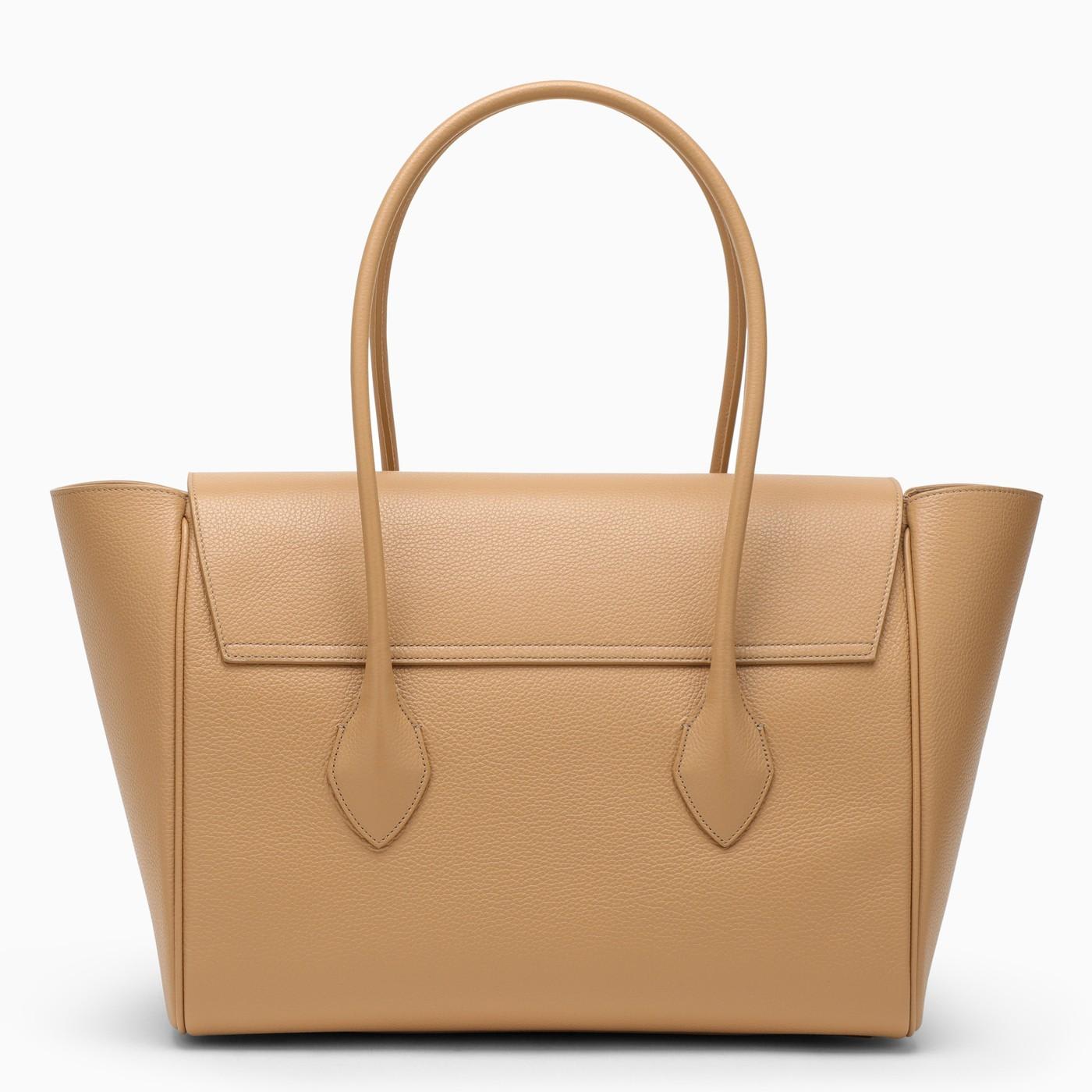 Shop Ferragamo Camel-coloured Leather Tote Bag L In Beige