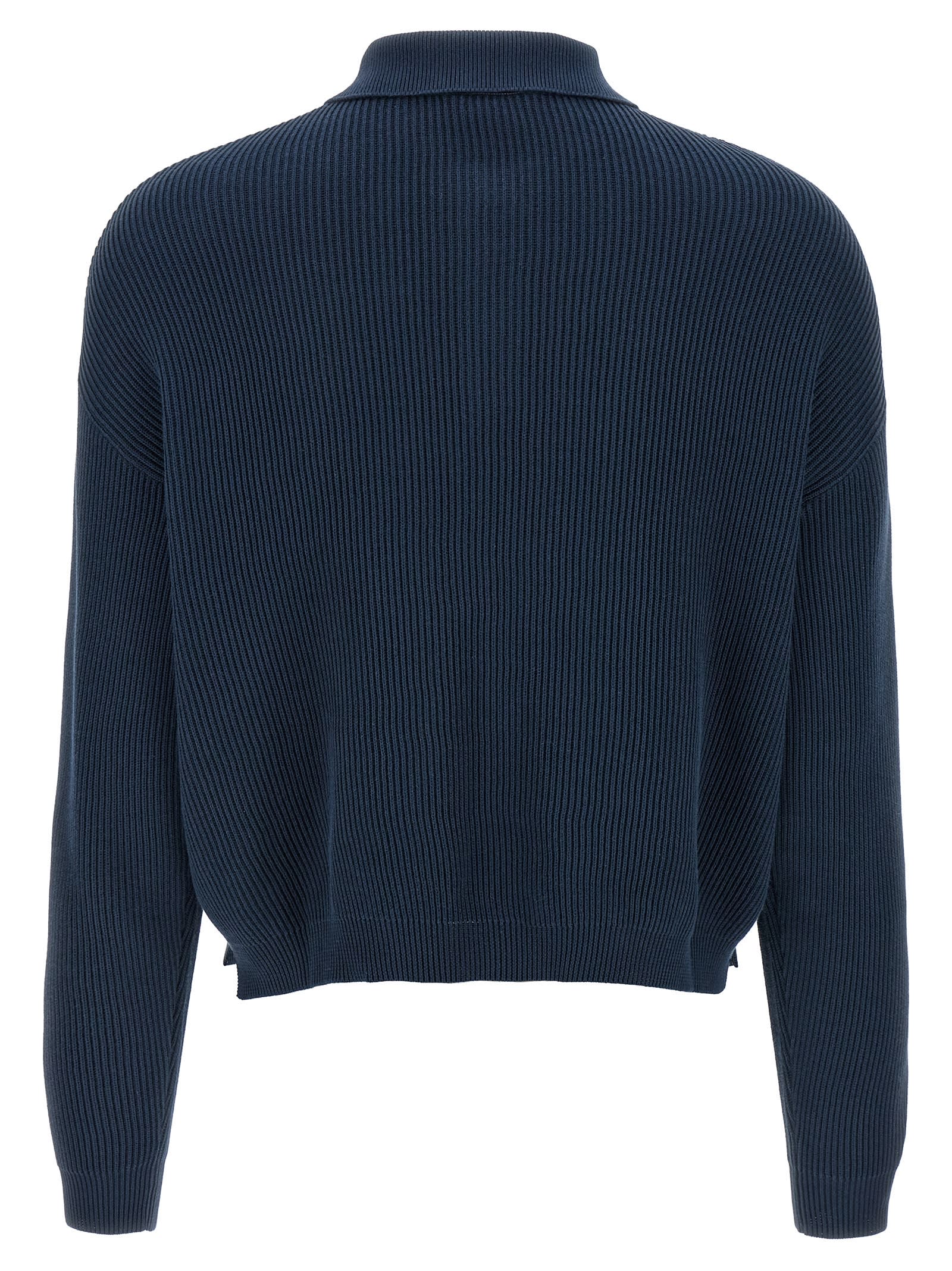 Shop Brunello Cucinelli Ribbed Sweater In Blue