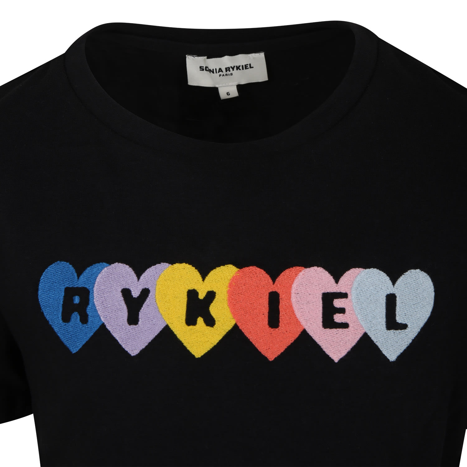 Shop Rykiel Enfant Black Dress For Girl With Multicolor Belt And Logo