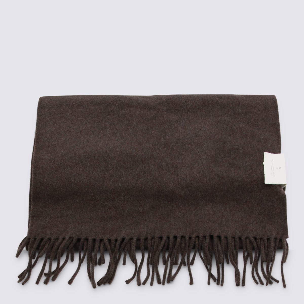 Brunello Cucinelli Soft Textured Scarf Fringe Detailing In Brown