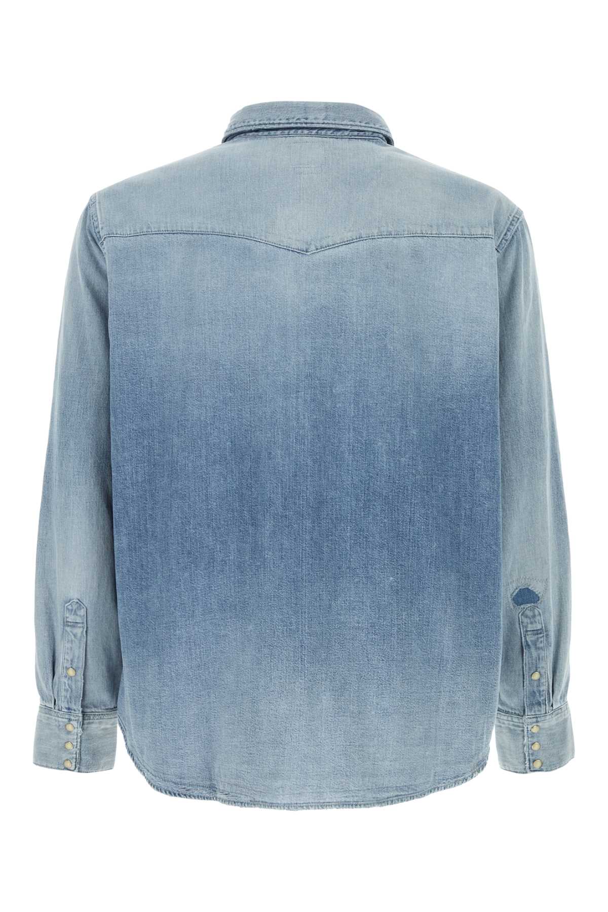 Visvim Long Sleeve Denim Shirt Featuring Chest Pockets In Blue