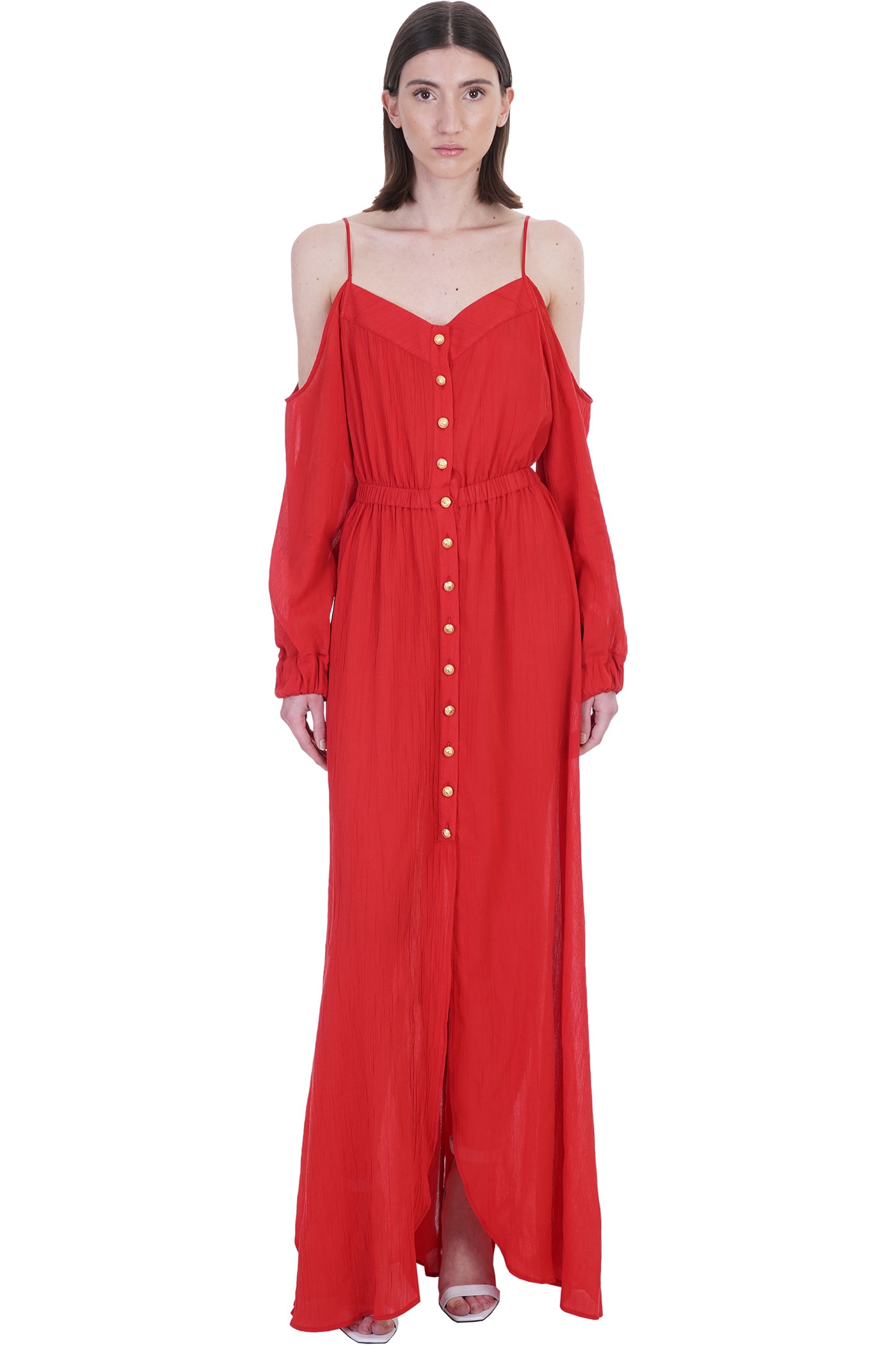 Balmain Dress In Red Cotton