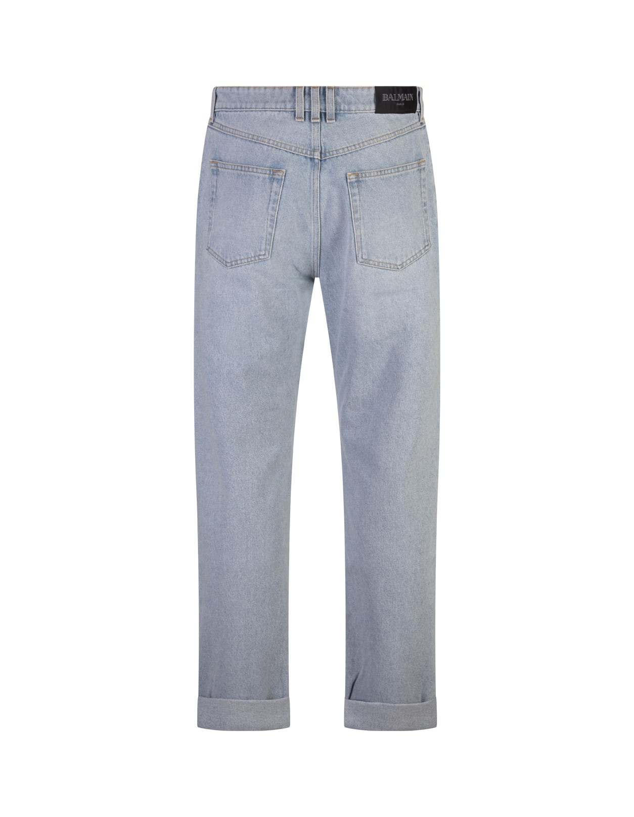 Shop Balmain Light Blue Denim Regular Fit Jeans