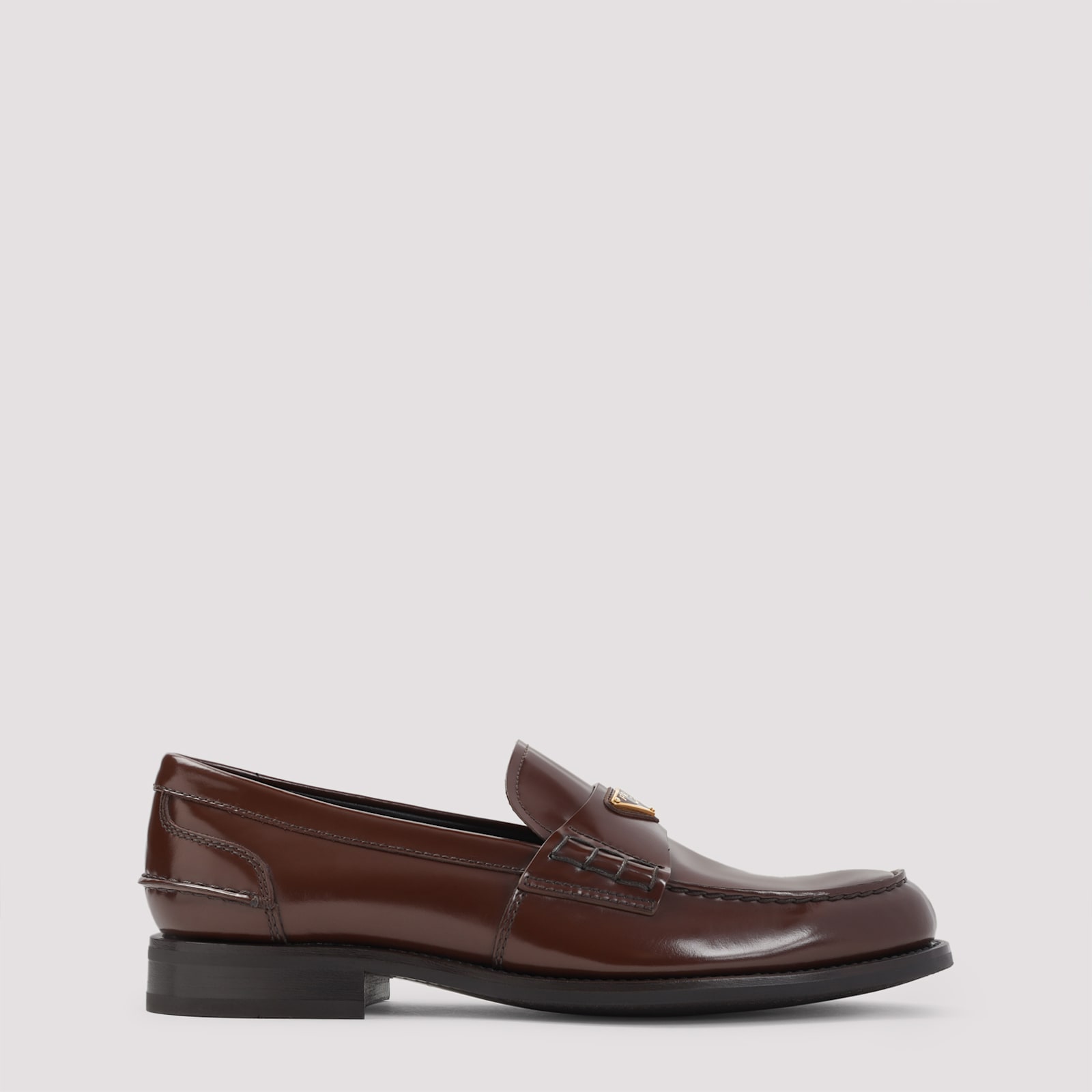 Prada Brushed Calf Leather Lace-up Loafers In Black