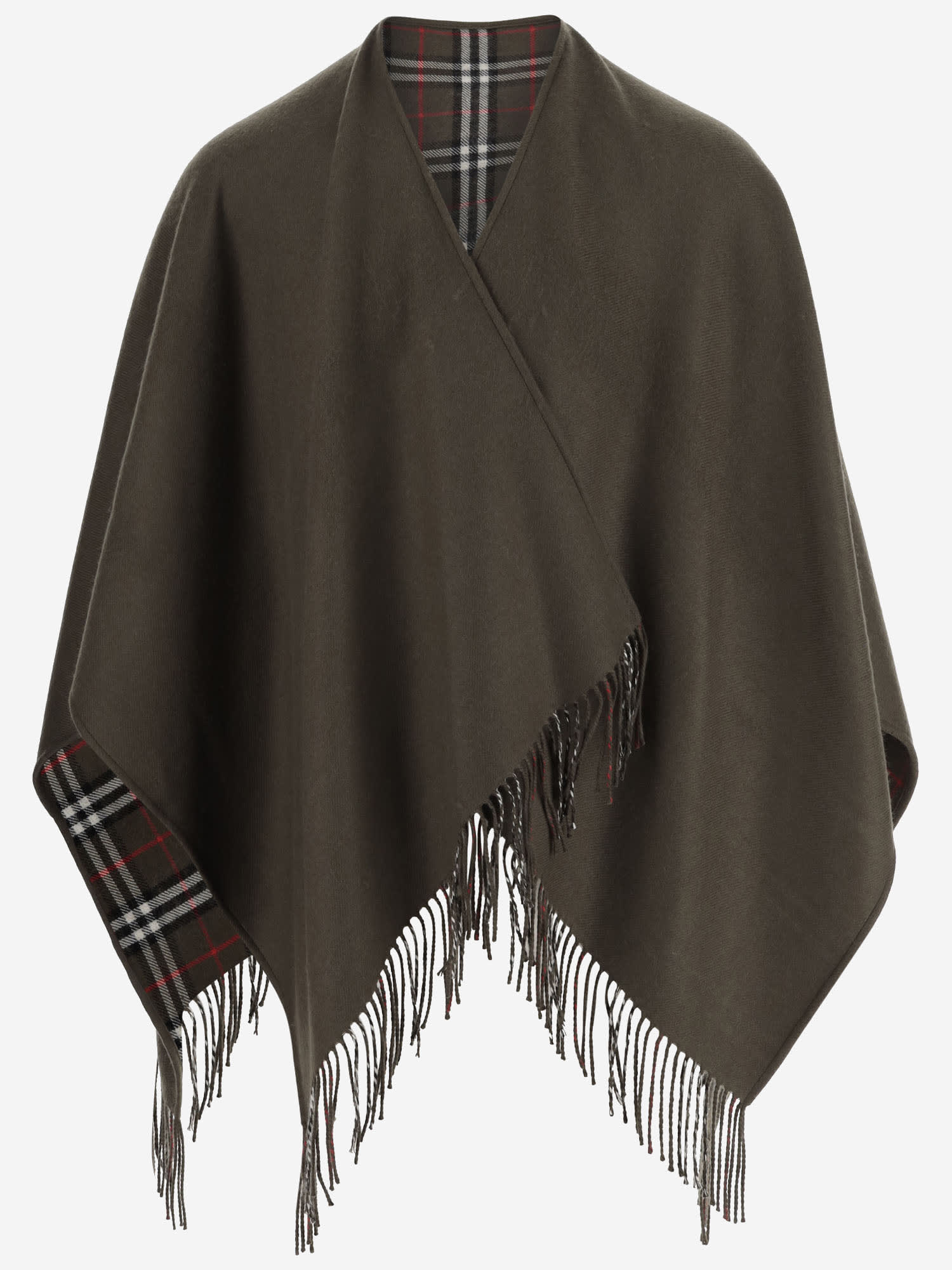 Shop Burberry Reversible Wool Cape In Green