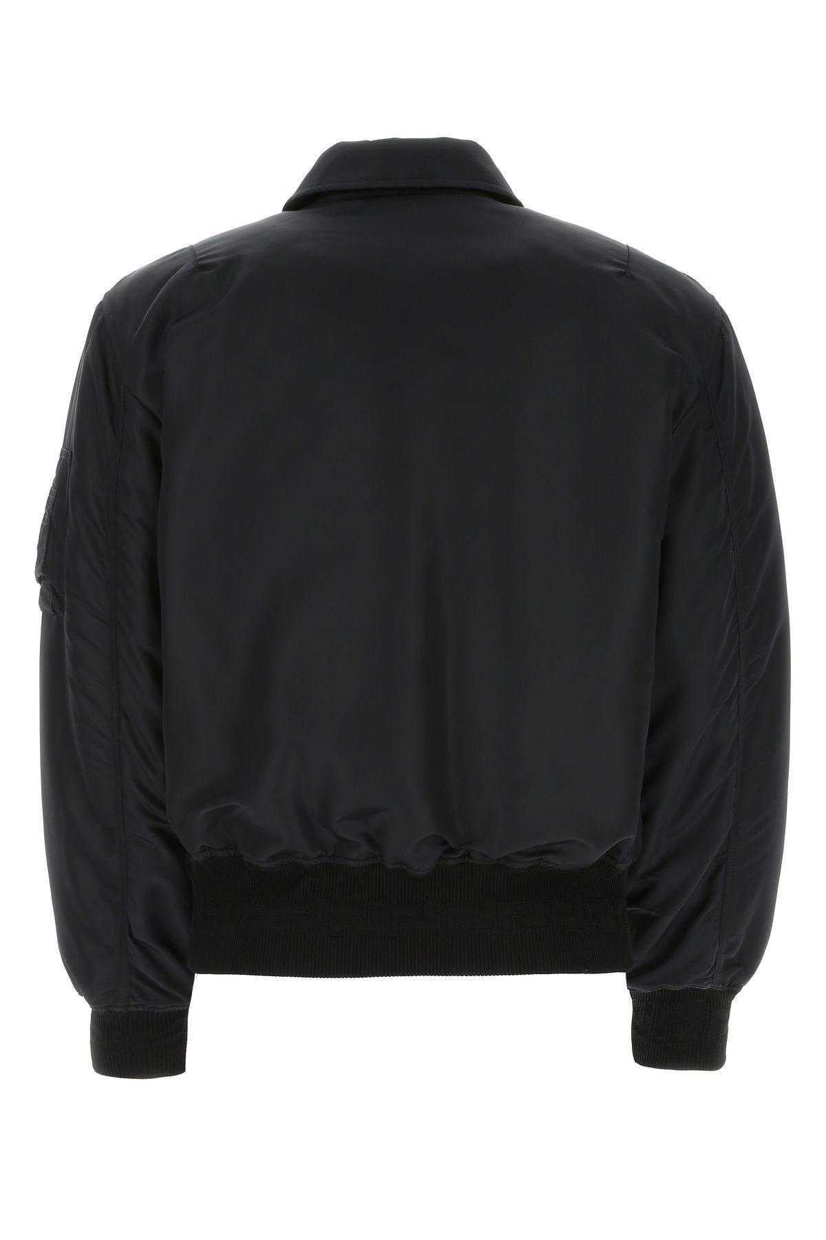 Shop Versace Black Nylon Padded Jacket