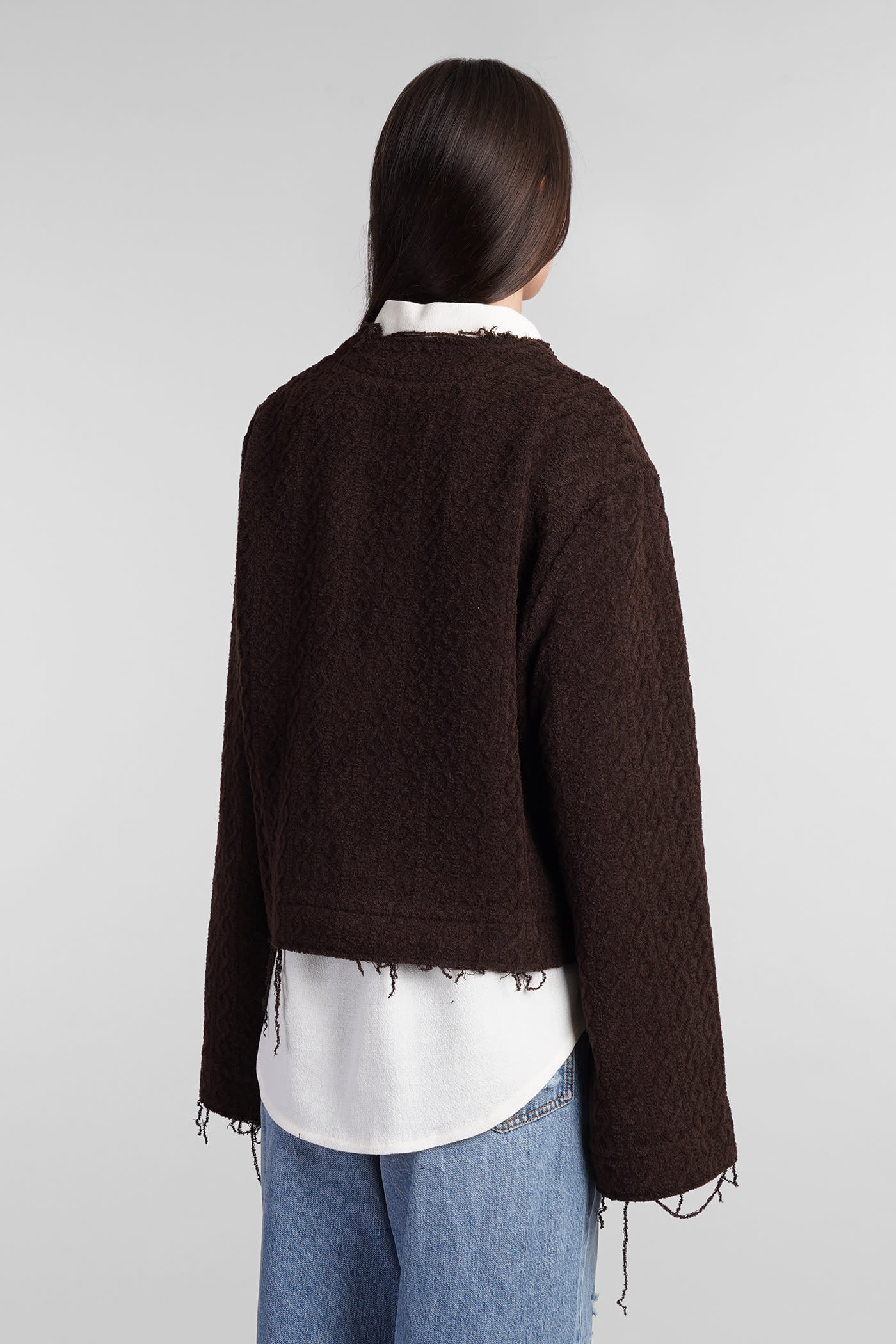 Shop Séfr Wei Cardigan Cardigan In Brown Polyacrylic