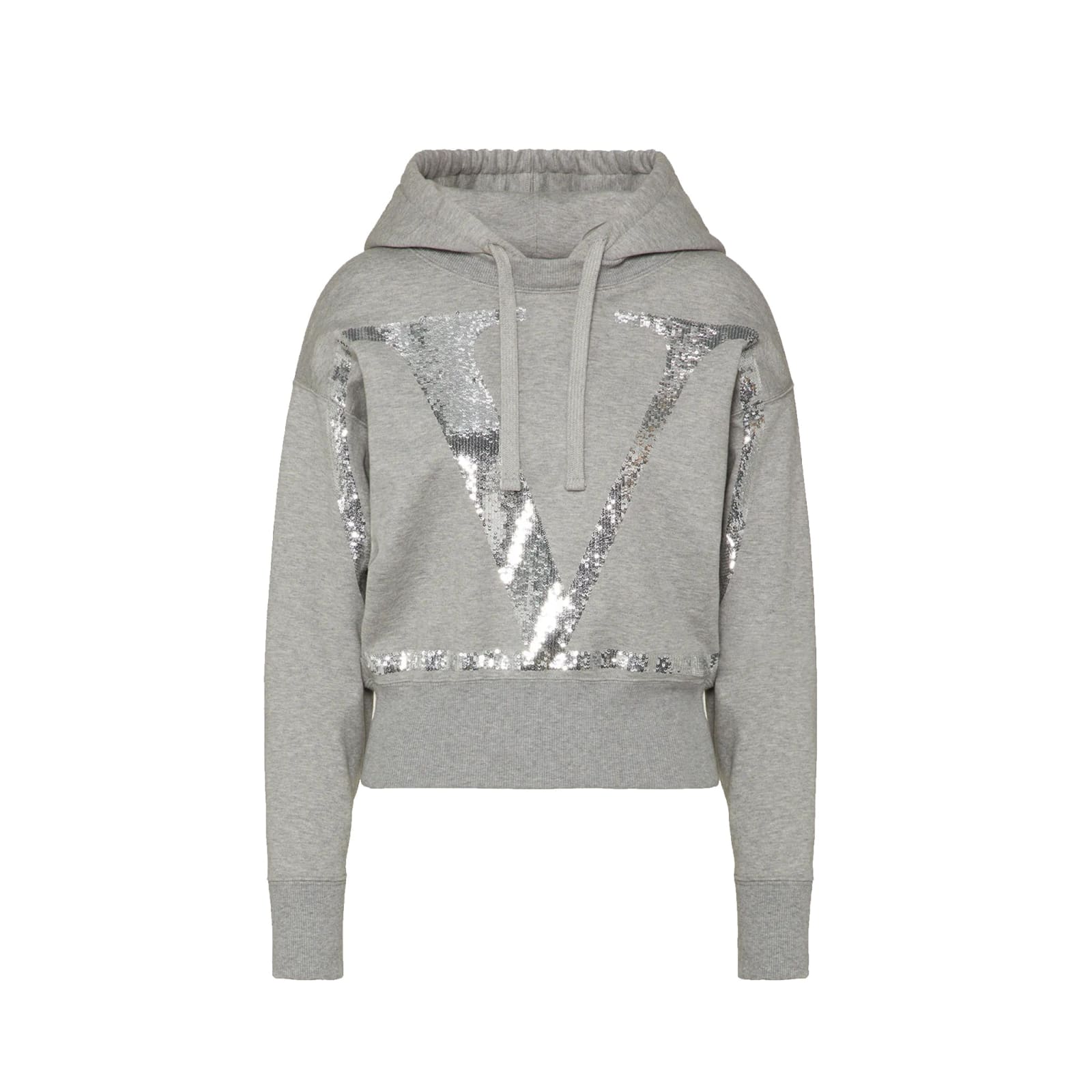 Shop Valentino V Logo Print Sweatshirt In Gray
