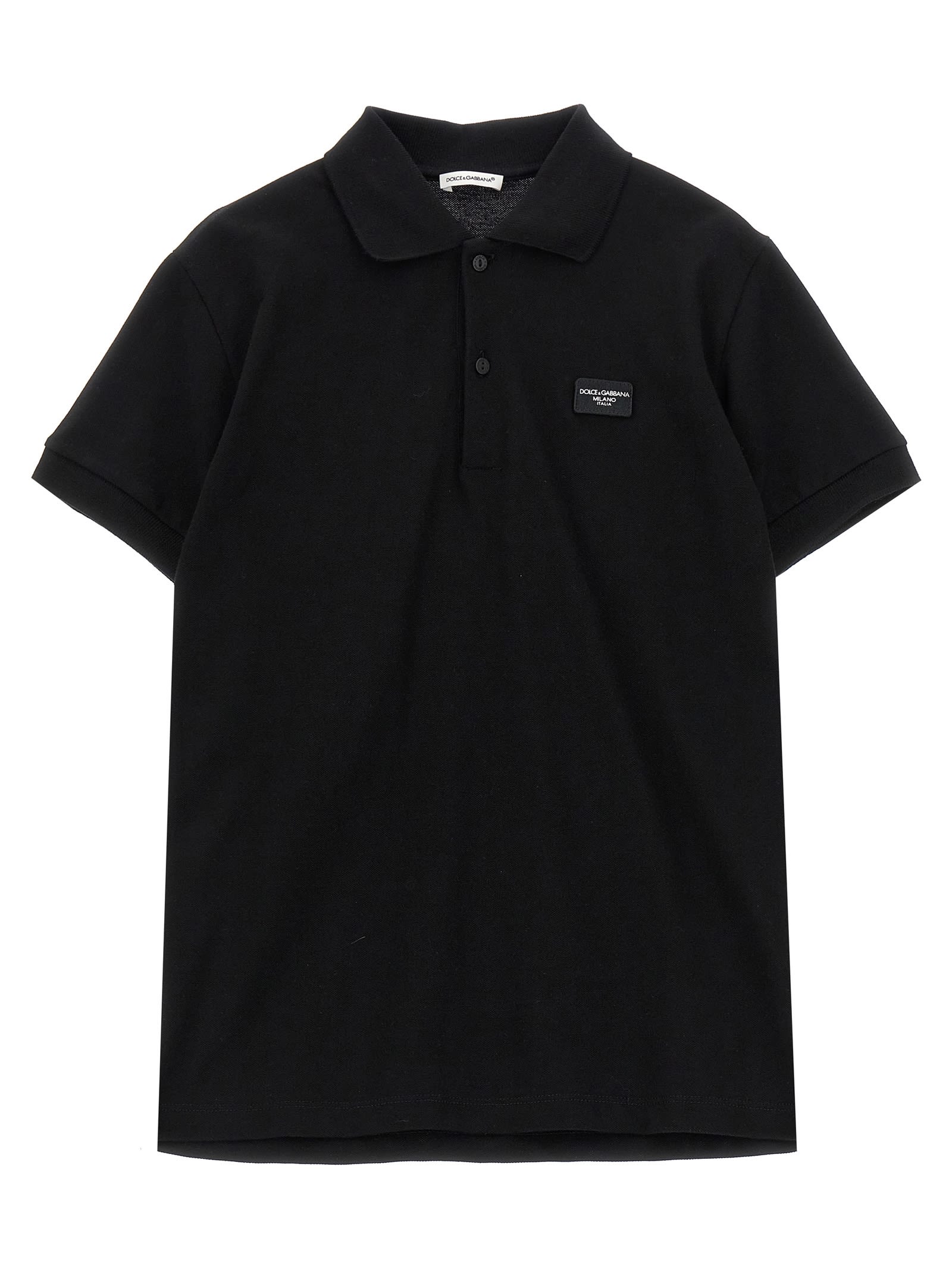 Dolce & Gabbana Kids' Logo Polo Shirt In Black