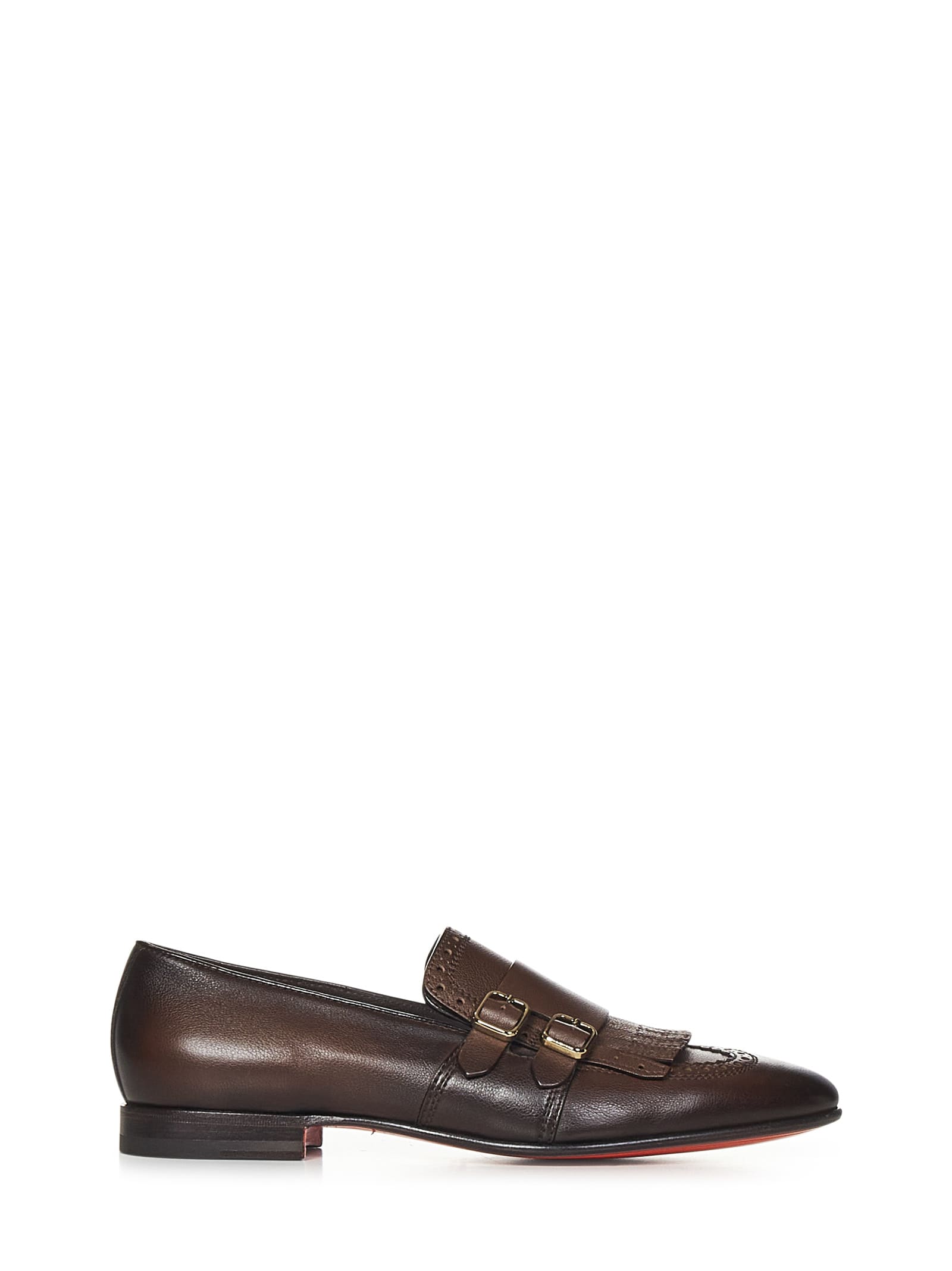 Loafer With Double Buckle And Fringe