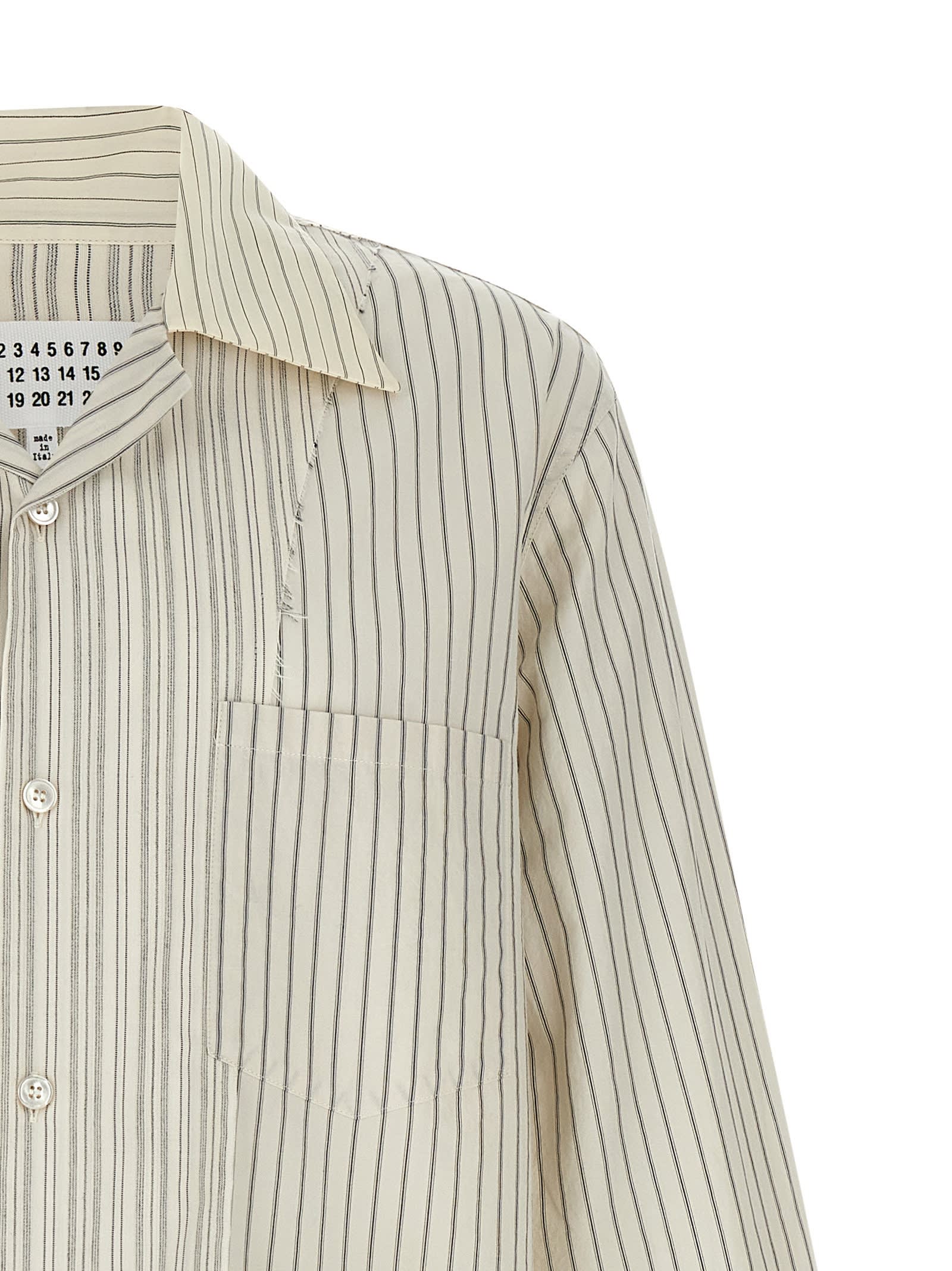 Maison Margiela Camicia In Cotone Ricamato Uomo In Ecru
