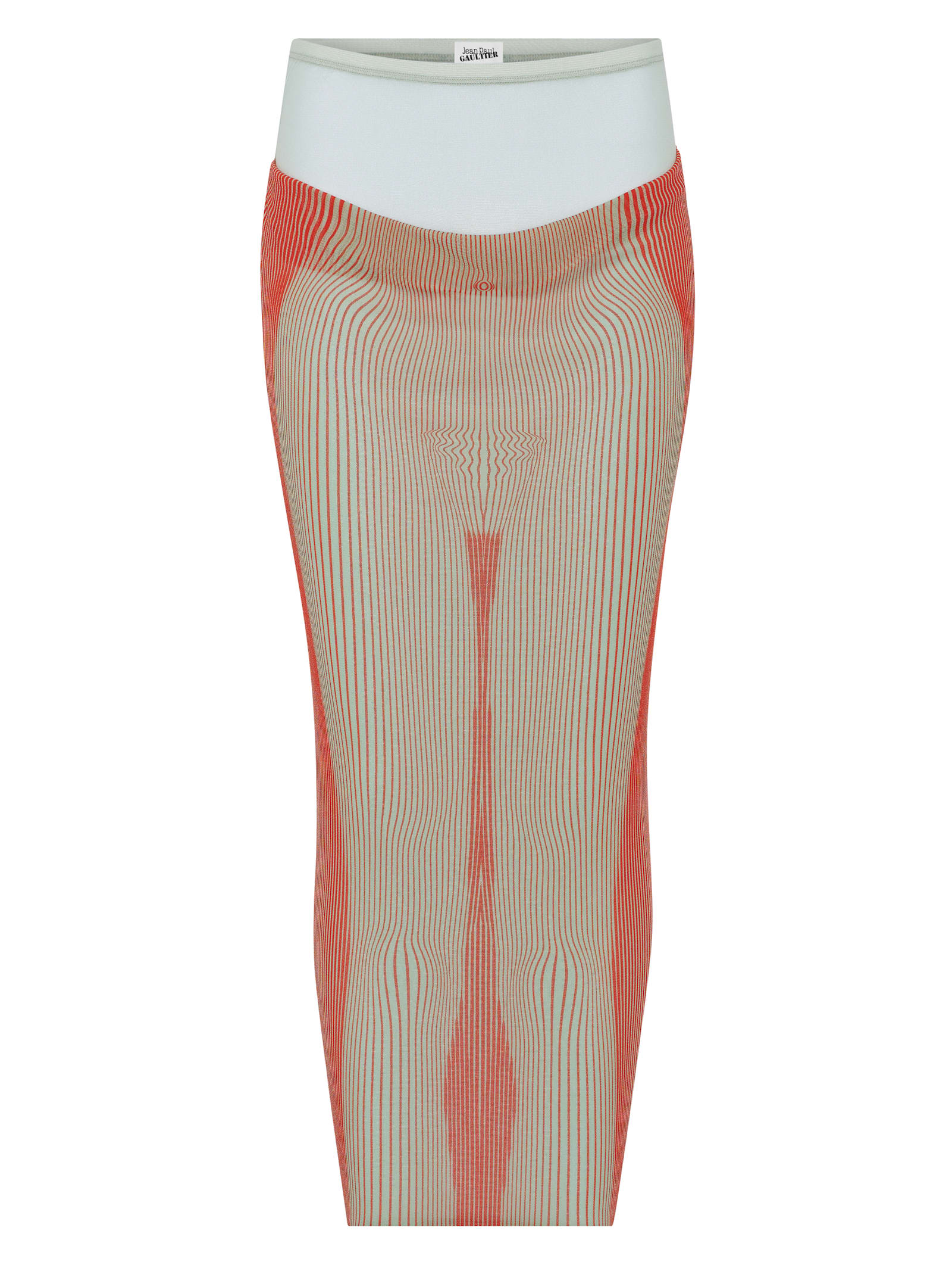 Jean Paul Gaultier Sheer Striped Midi Skirt In Multi