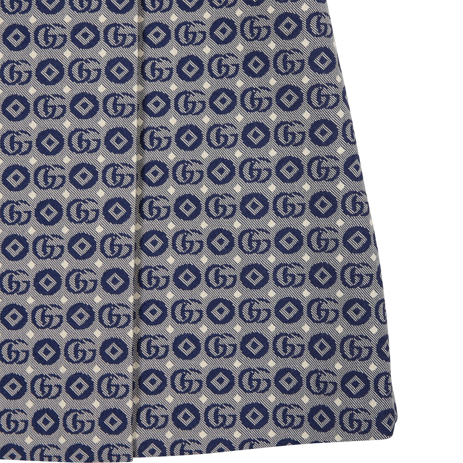 Shop Gucci Blue Dress For Baby Girl With All-over Gg Geometric Pattern