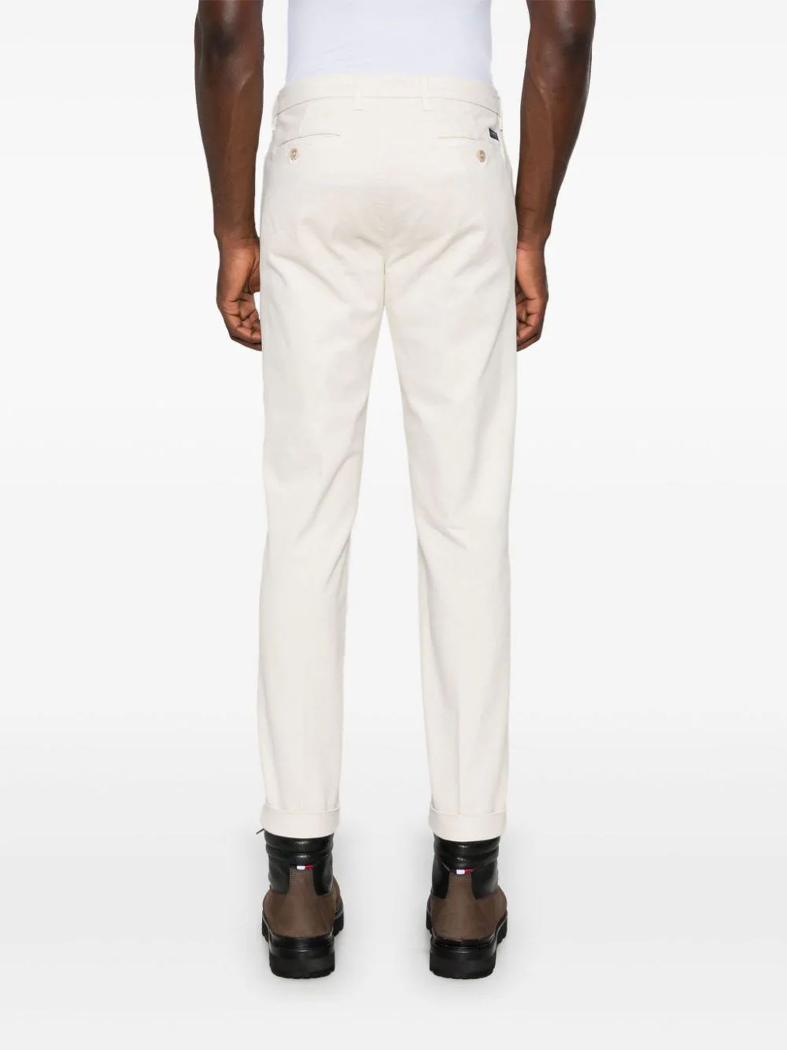 Shop Fay Ecru Cotton Blend Chinos In Beige