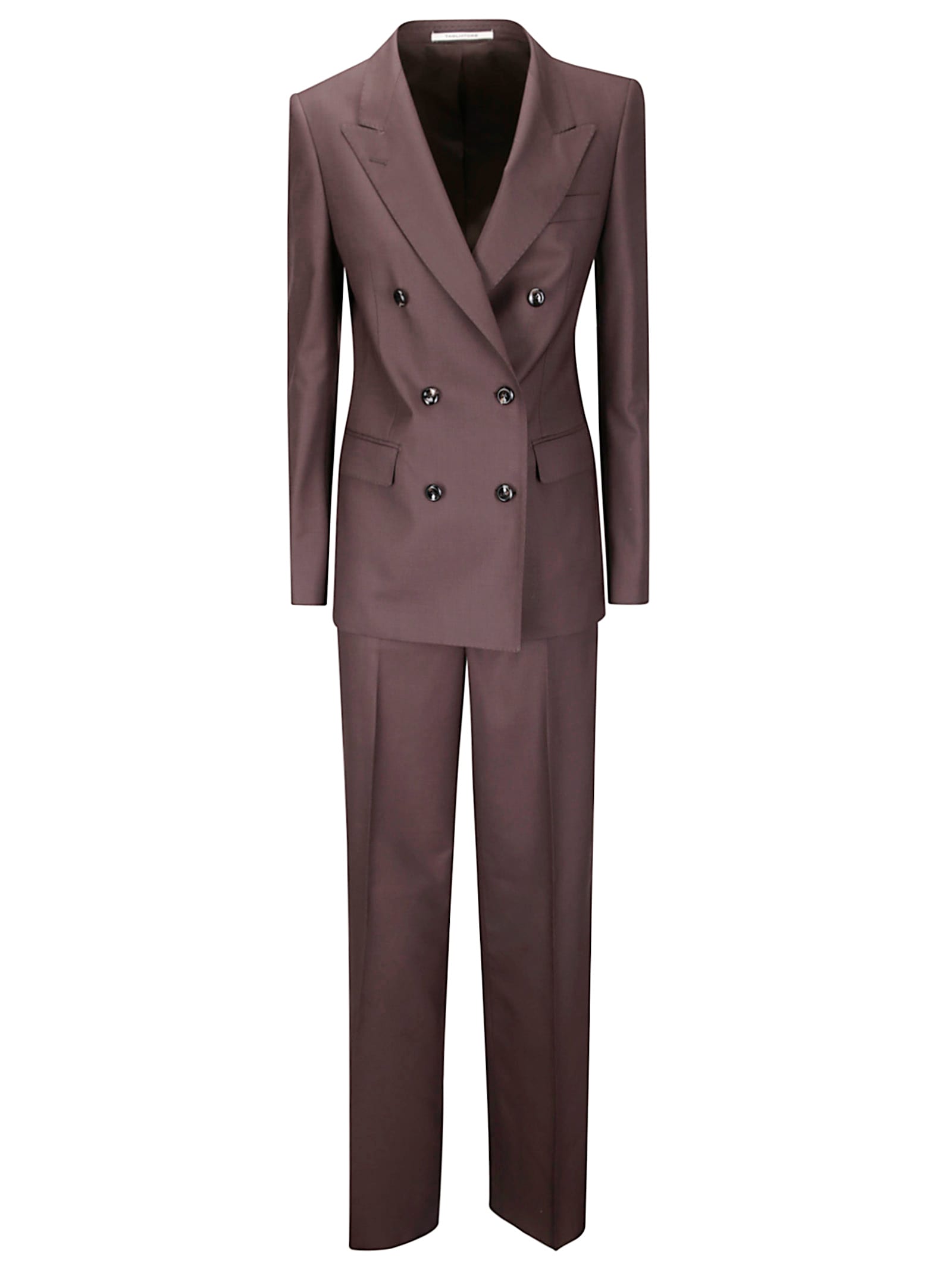 Tagliatore Double-breasted Brown Suit Set With Peak Lapels In Brown