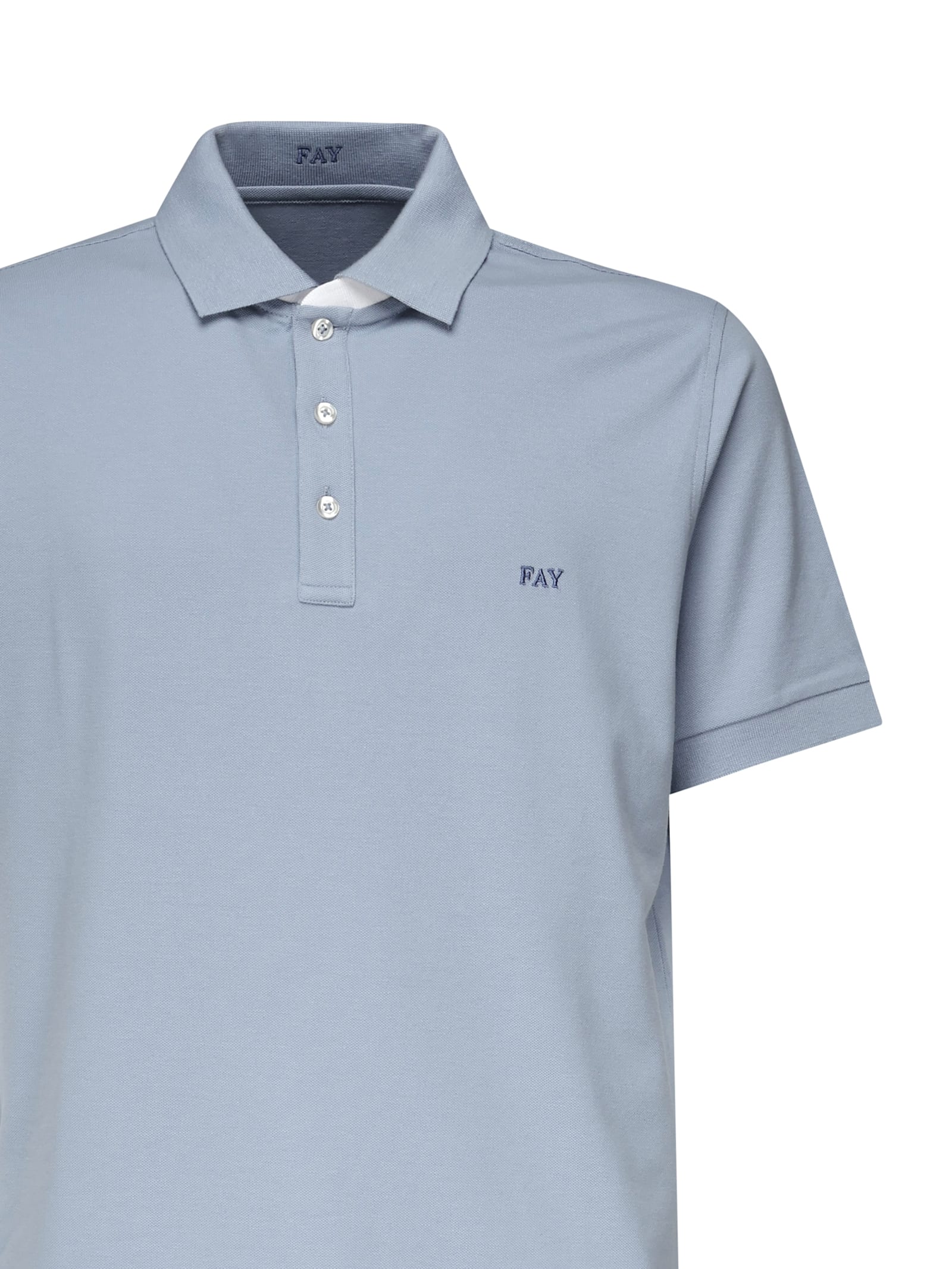 Fay Short Sleeve Polo Shirt In Light Blue