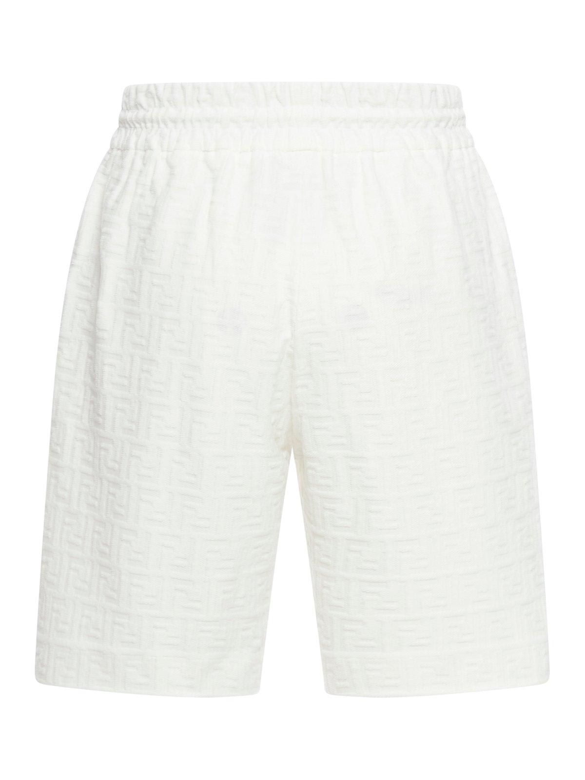 Shop Fendi Logo Detailed Drawstring Shorts In Naturale